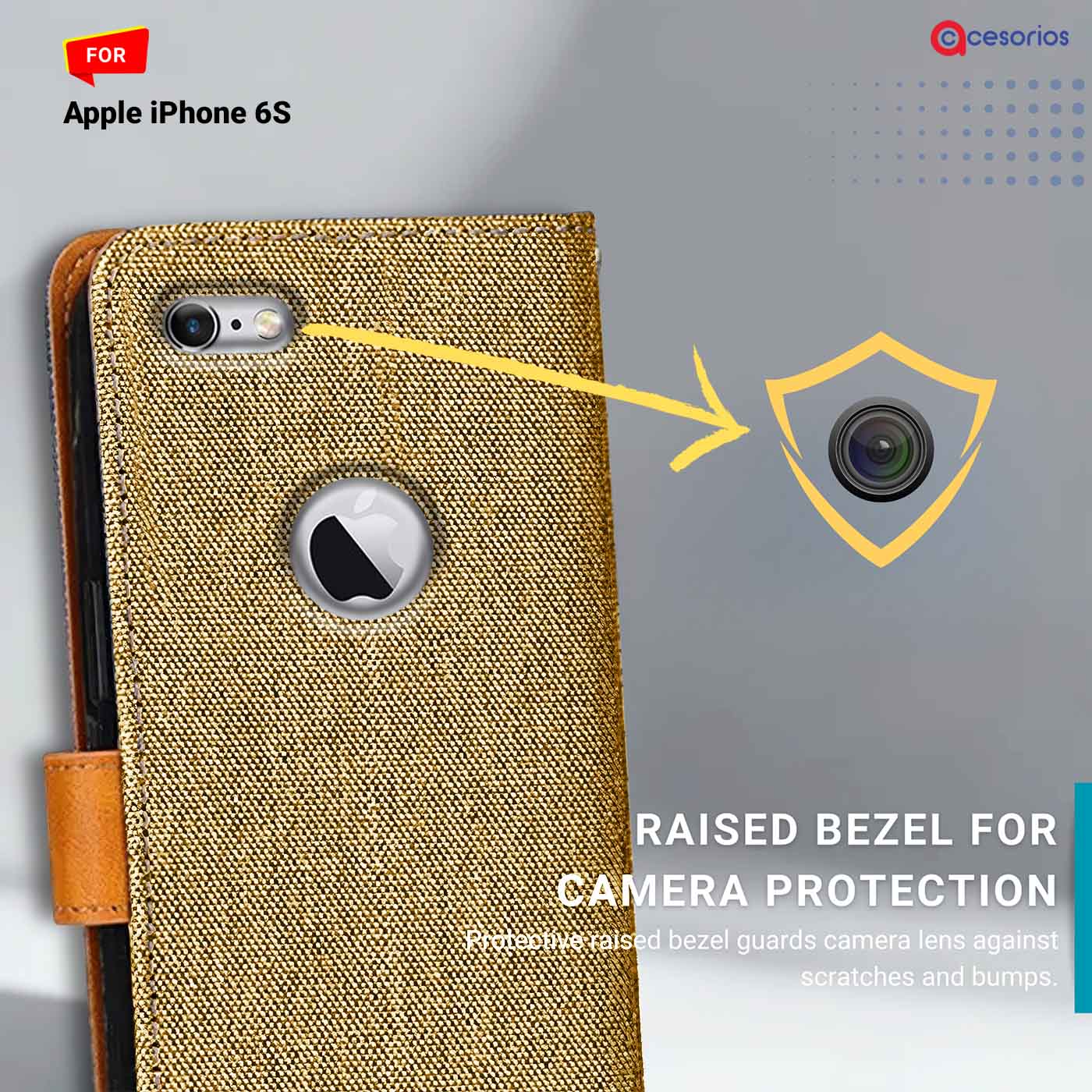 Accesorios Apple iPhone 6S denim flip cover – Light Brown – Image 2 #color_light b