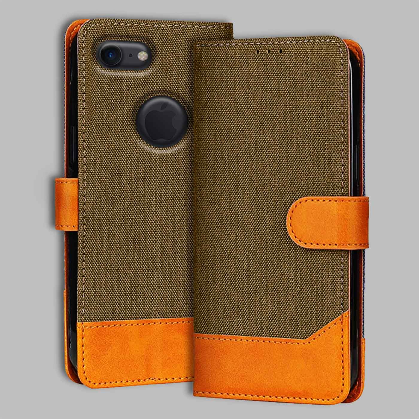 Accesorios Apple iPhone 7 denim flip cover – Dark Brown – Image 1 #color_dark b