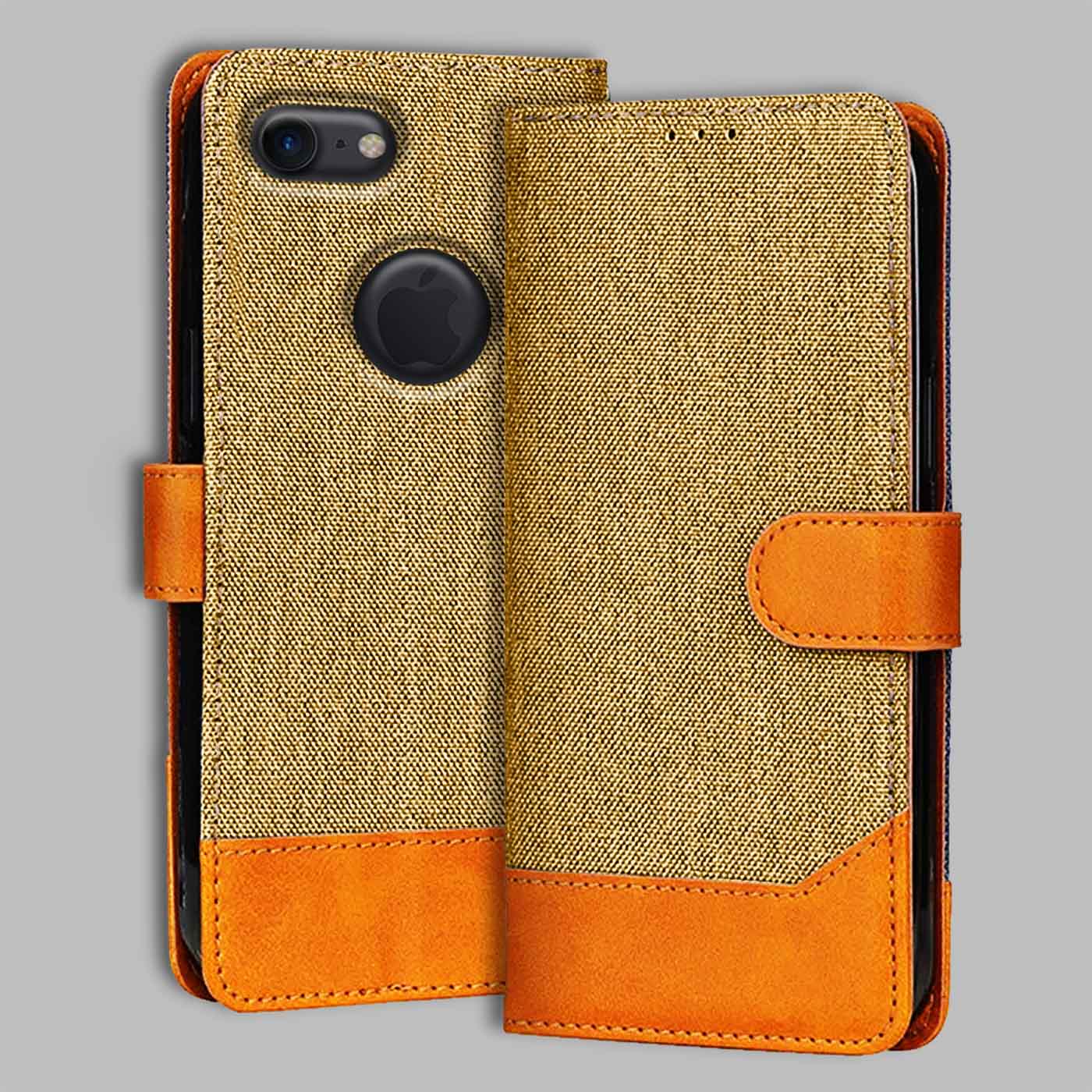 Accesorios Apple iPhone 7 denim flip cover – Light Brown – Image 1 #color_light b