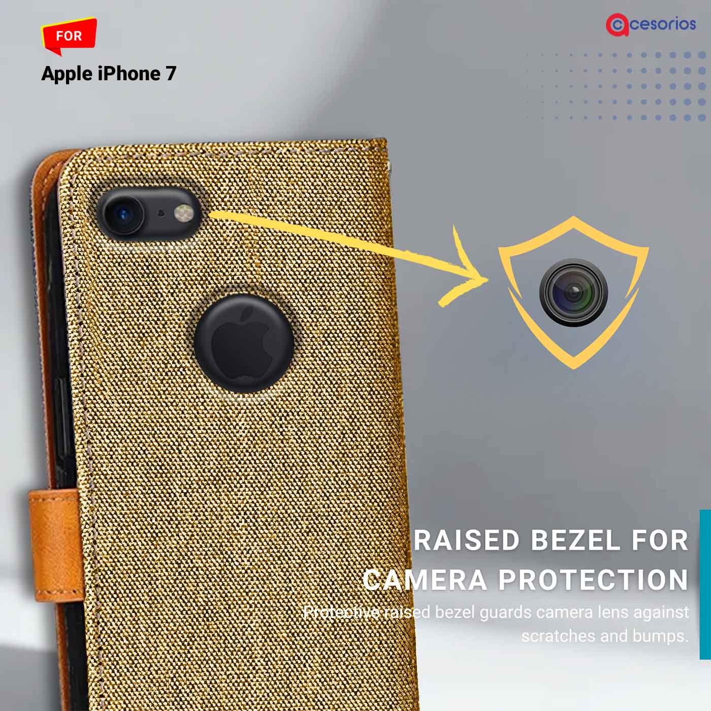 Accesorios Apple iPhone 7 denim flip cover – Light Brown – Image 2 #color_light b