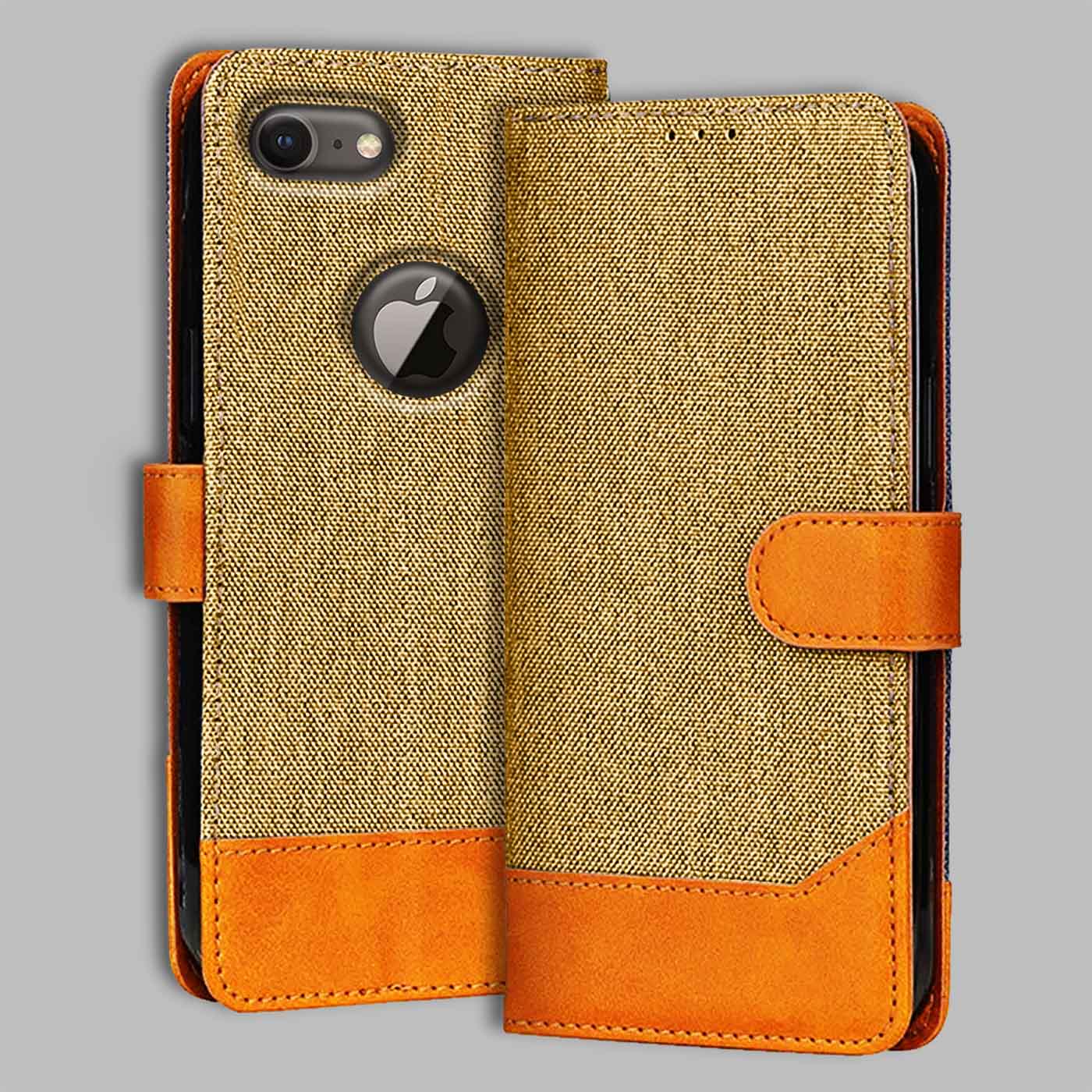 Accesorios Apple iPhone 8 denim flip cover – Light Brown – Image 1 #color_light b