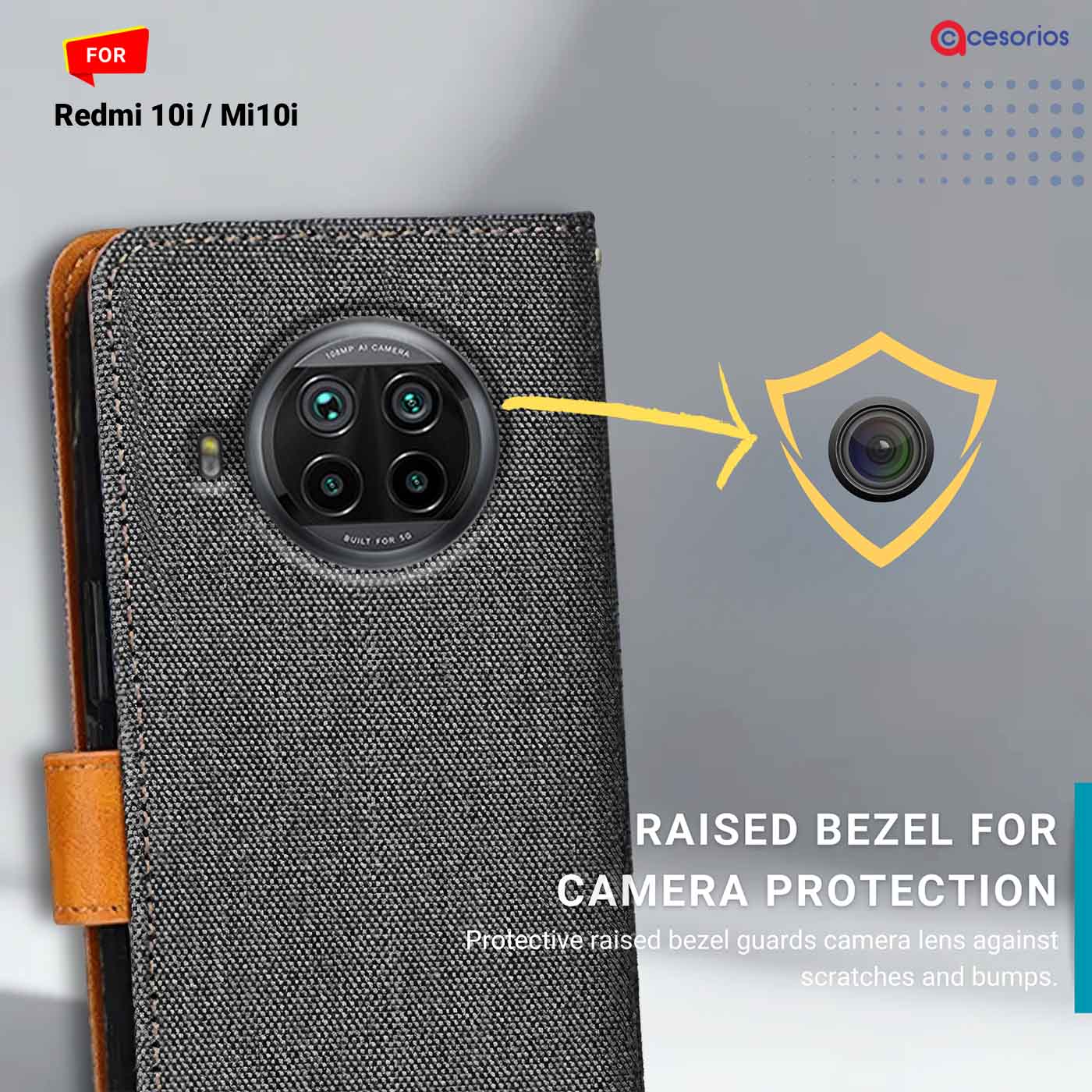 Accesorios Mi10I denim flip cover – Grey – Image 2 #color_