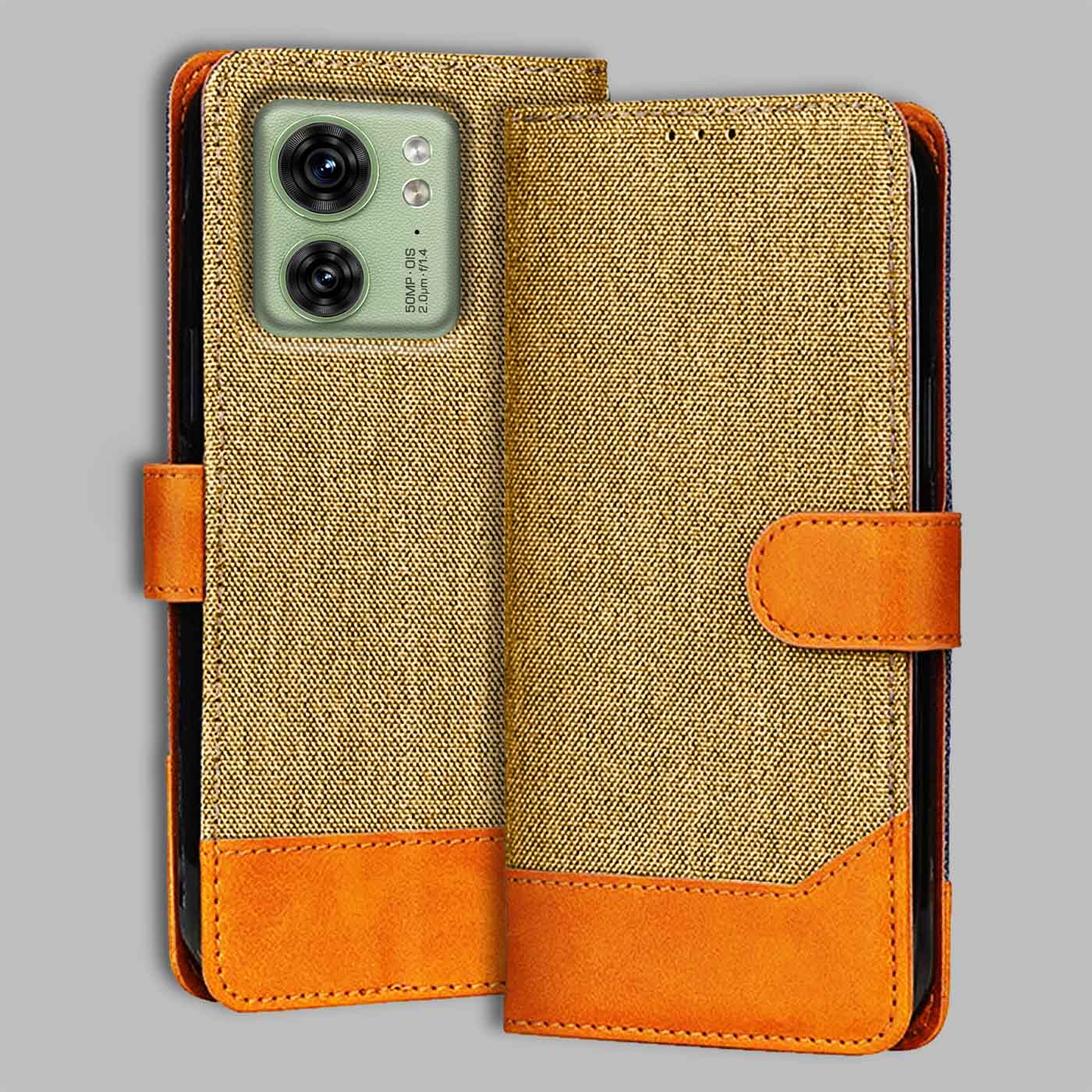Accesorios Moto Edge 40 denim flip cover – Light Brown – Image 1 #color_light b