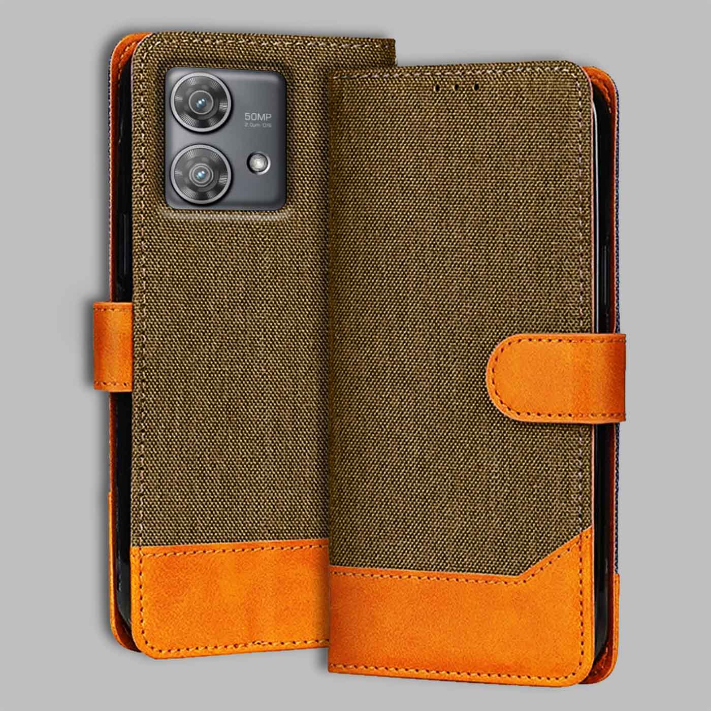 Accesorios Moto Edge 40 Neo denim flip cover – Dark Brown – Image 1 #color_dark b