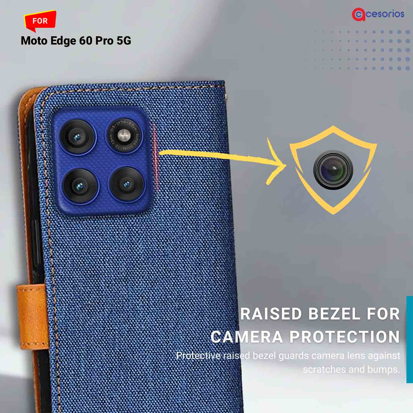 Accesorios Moto Edge 60 Pro 5G denim flip cover – Blue – Image 2 #color_