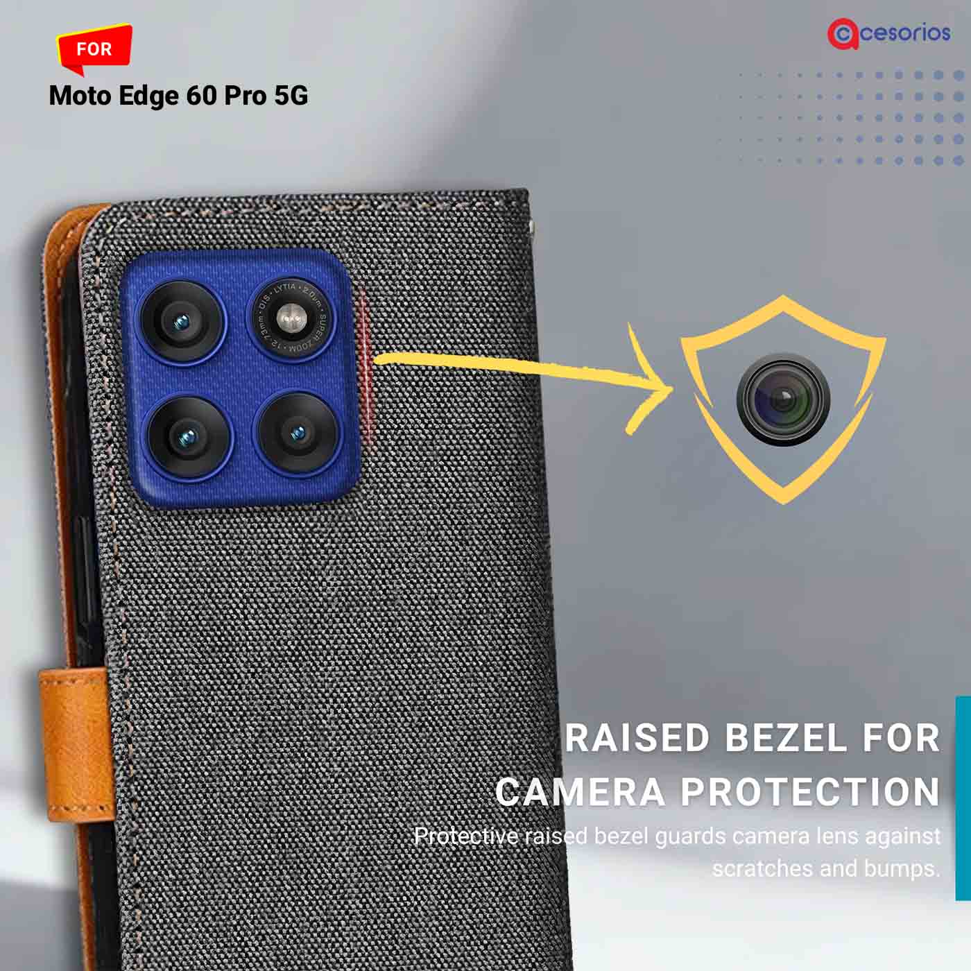Accesorios Moto Edge 60 Pro 5G denim flip cover – Grey – Image 2 #color_