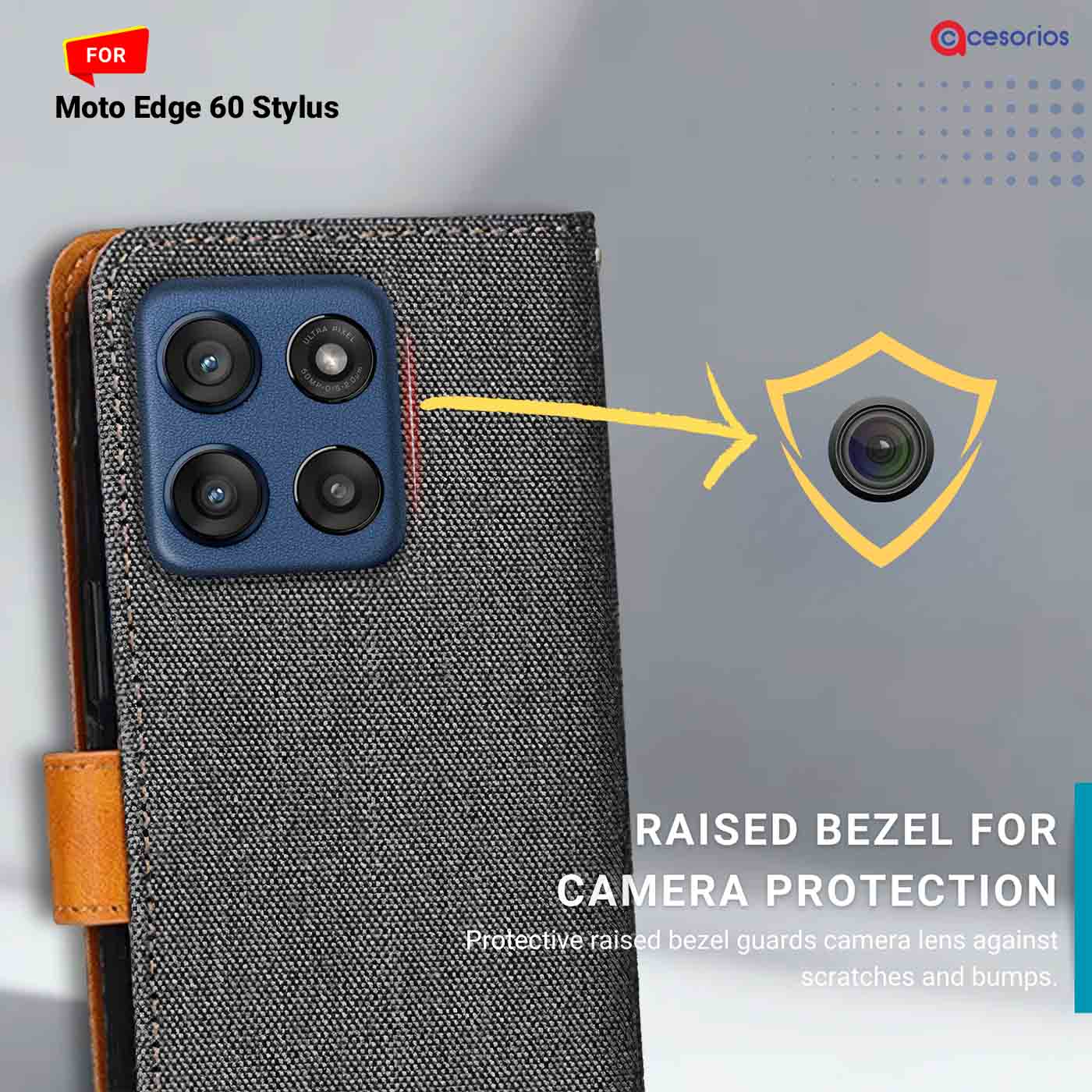 Accesorios Moto Edge 60 Stylus denim flip cover – Grey – Image 2 #color_