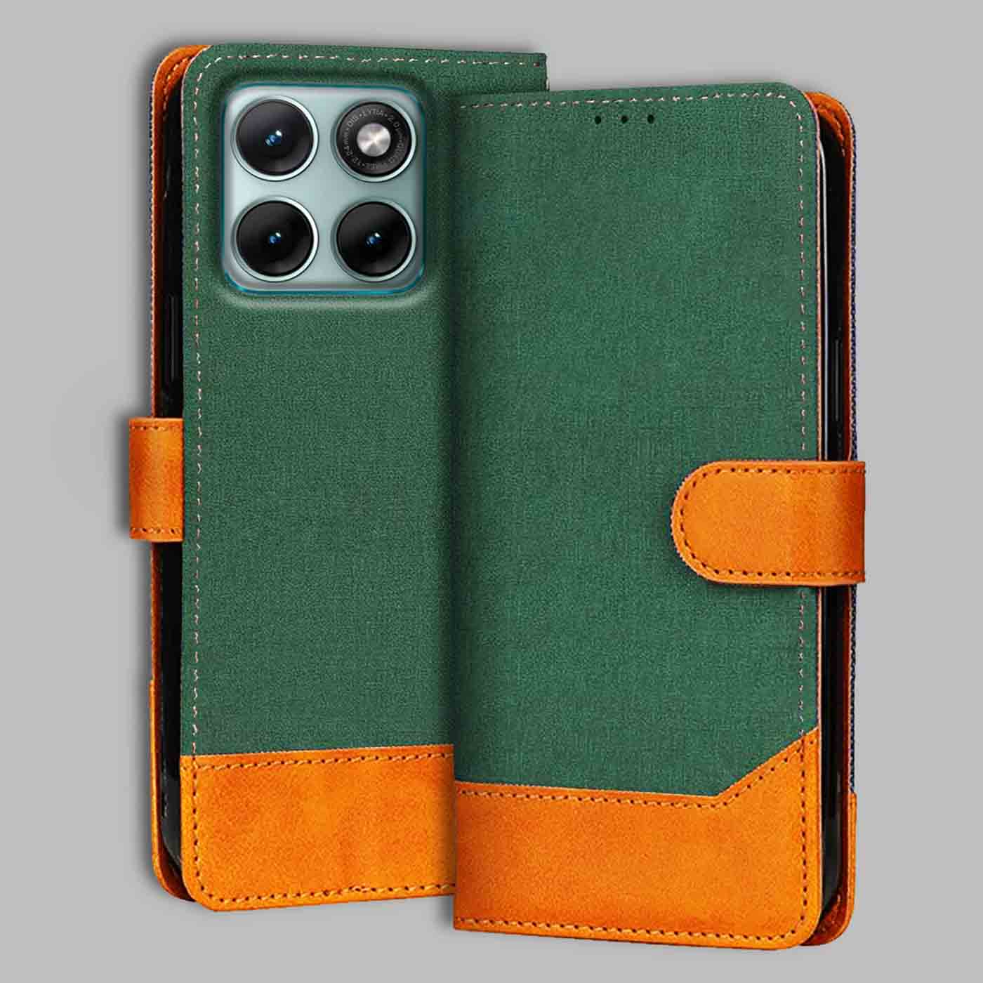 Moto Edge 70 Fusion flip cover in Green — front view by Accesorios