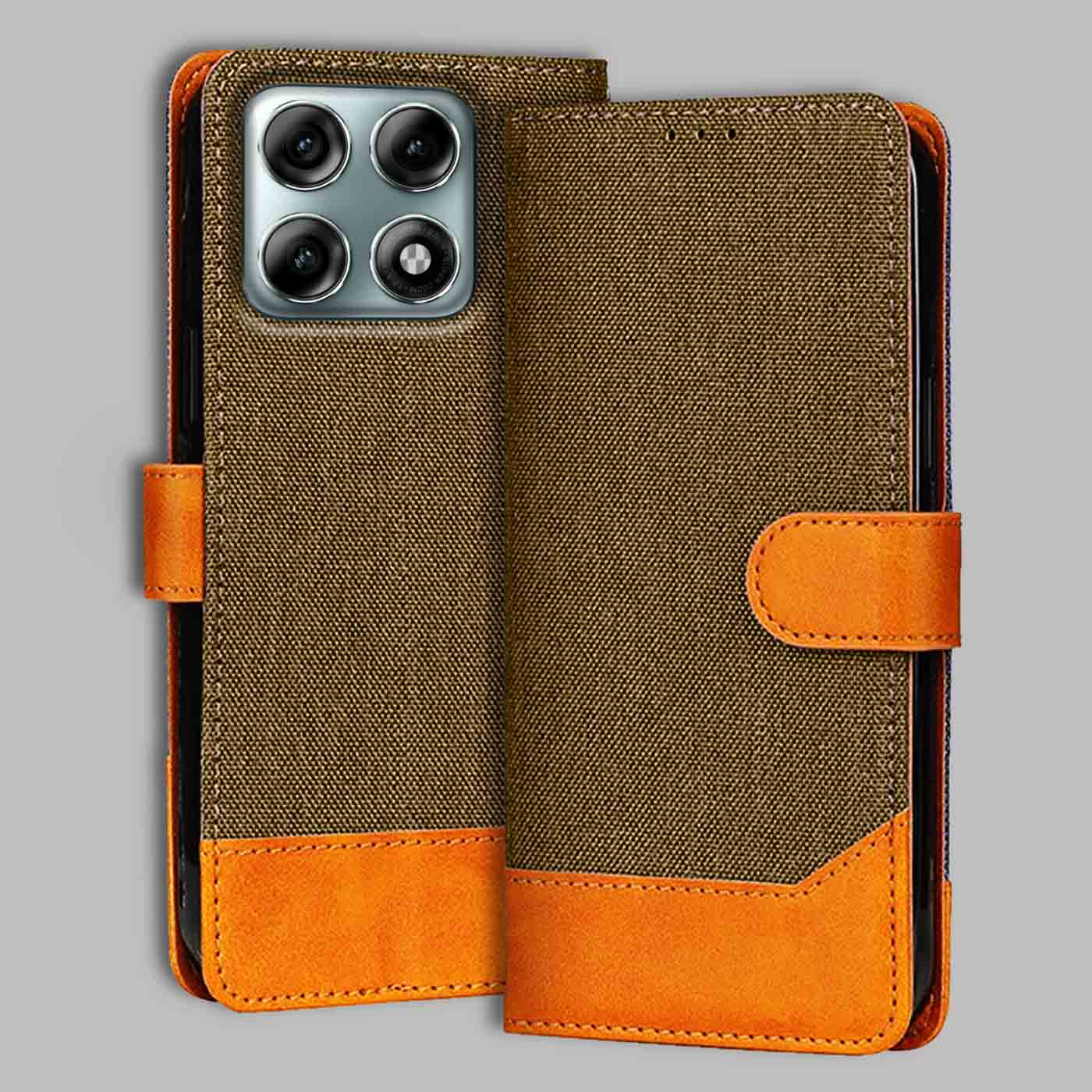 Moto Edge 70 Pro 5G flip cover in Brown — front view by Accesorios