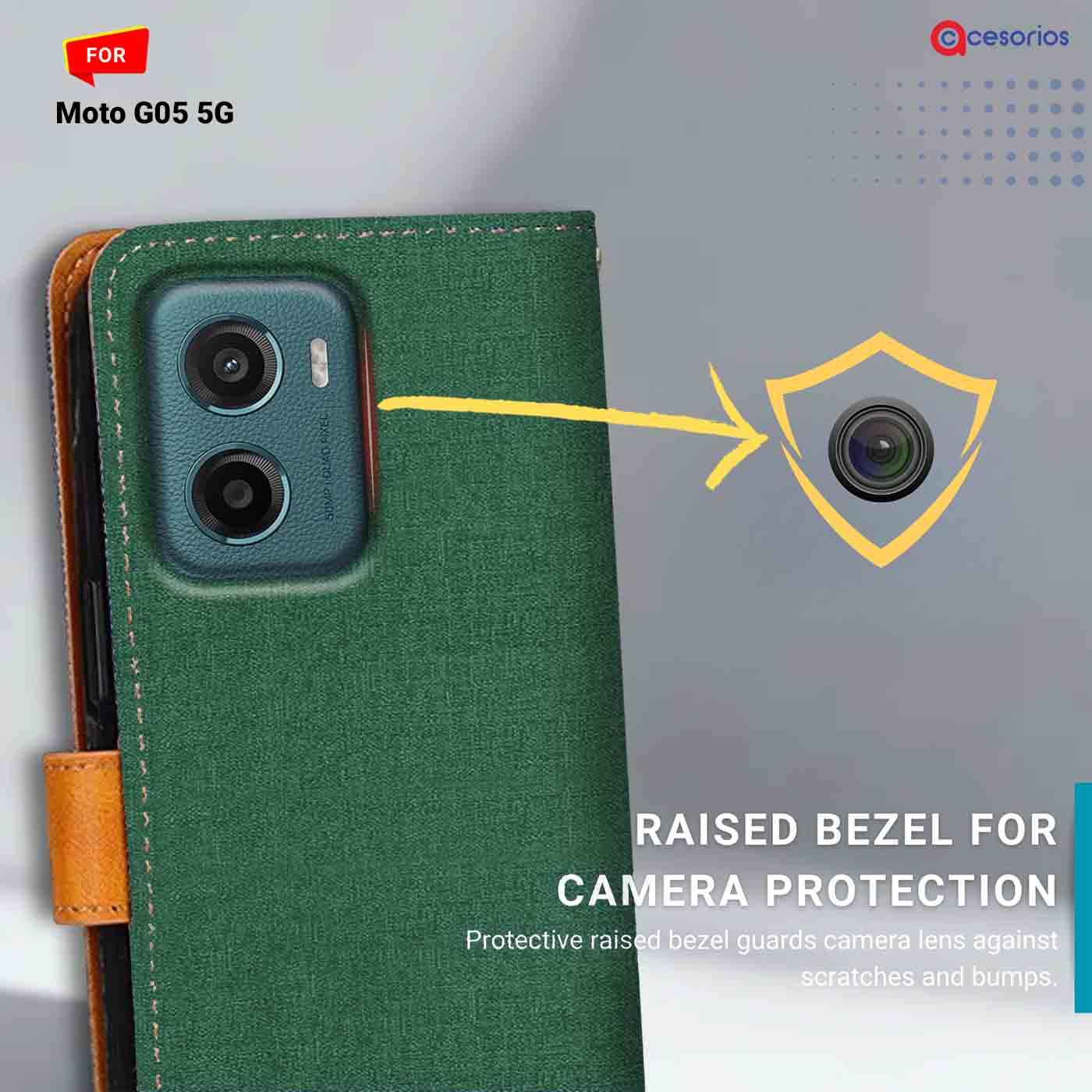 Accesorios Moto G05 5G denim flip cover – Green – Image 2 #color_g