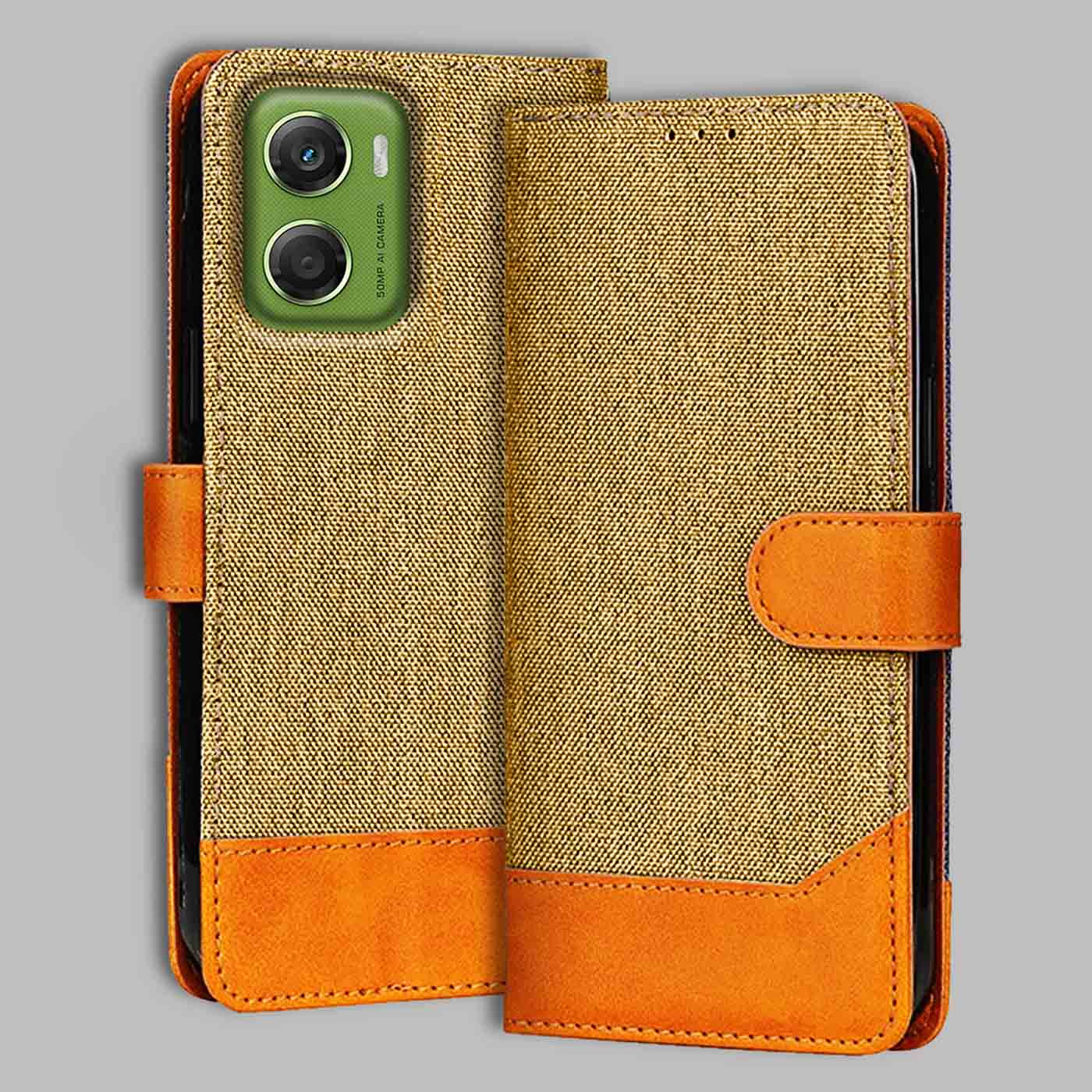 Accesorios Moto G06 Power denim flip cover – Light Brown – Image 1 #color_light b