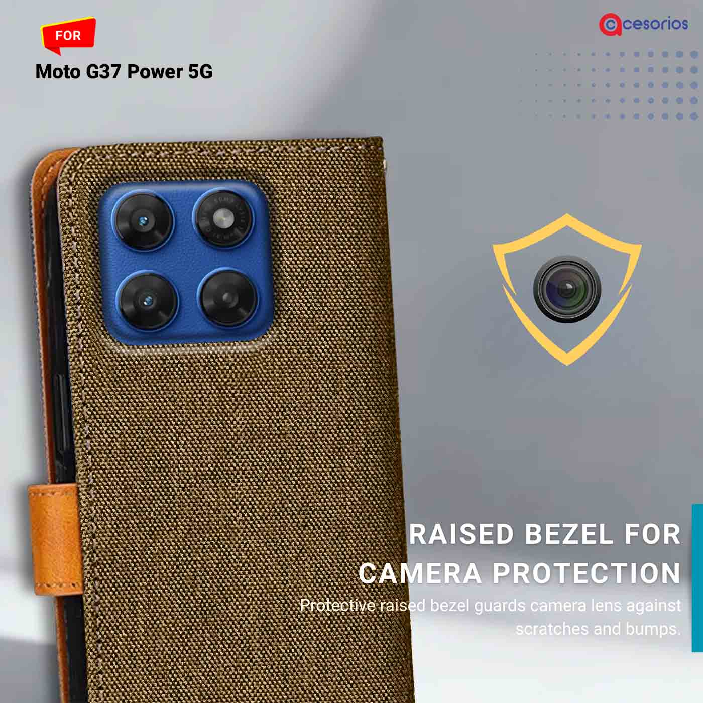 Denim & Leather back panel — Moto G37 Power 5G in Brown mobile case