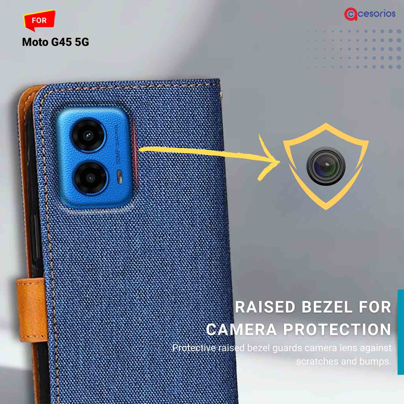 Accesorios Moto G45 5G denim flip cover – Blue – Image 2 #color_