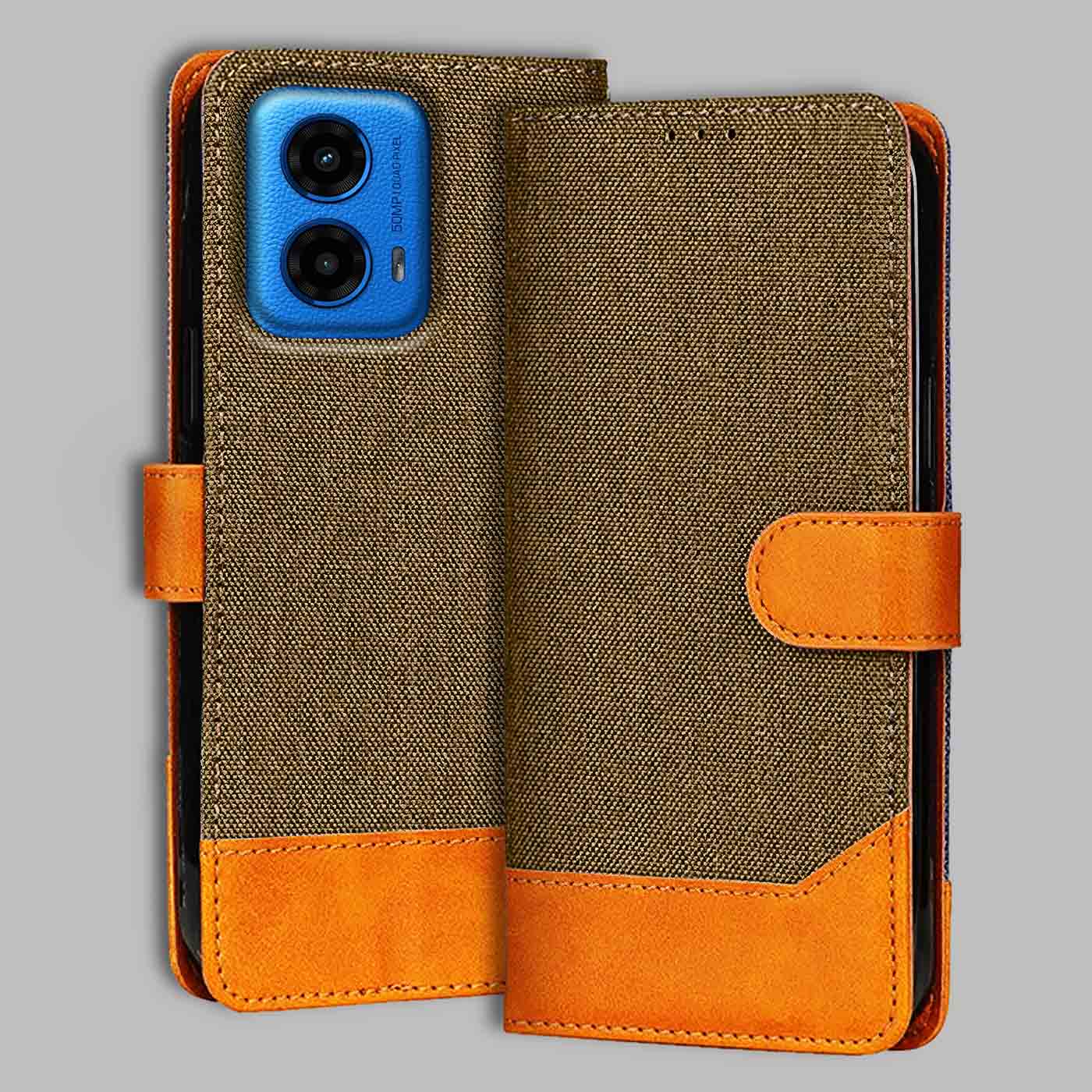 Accesorios Moto G45 5G denim flip cover – Dark Brown – Image 1 #color_dark b
