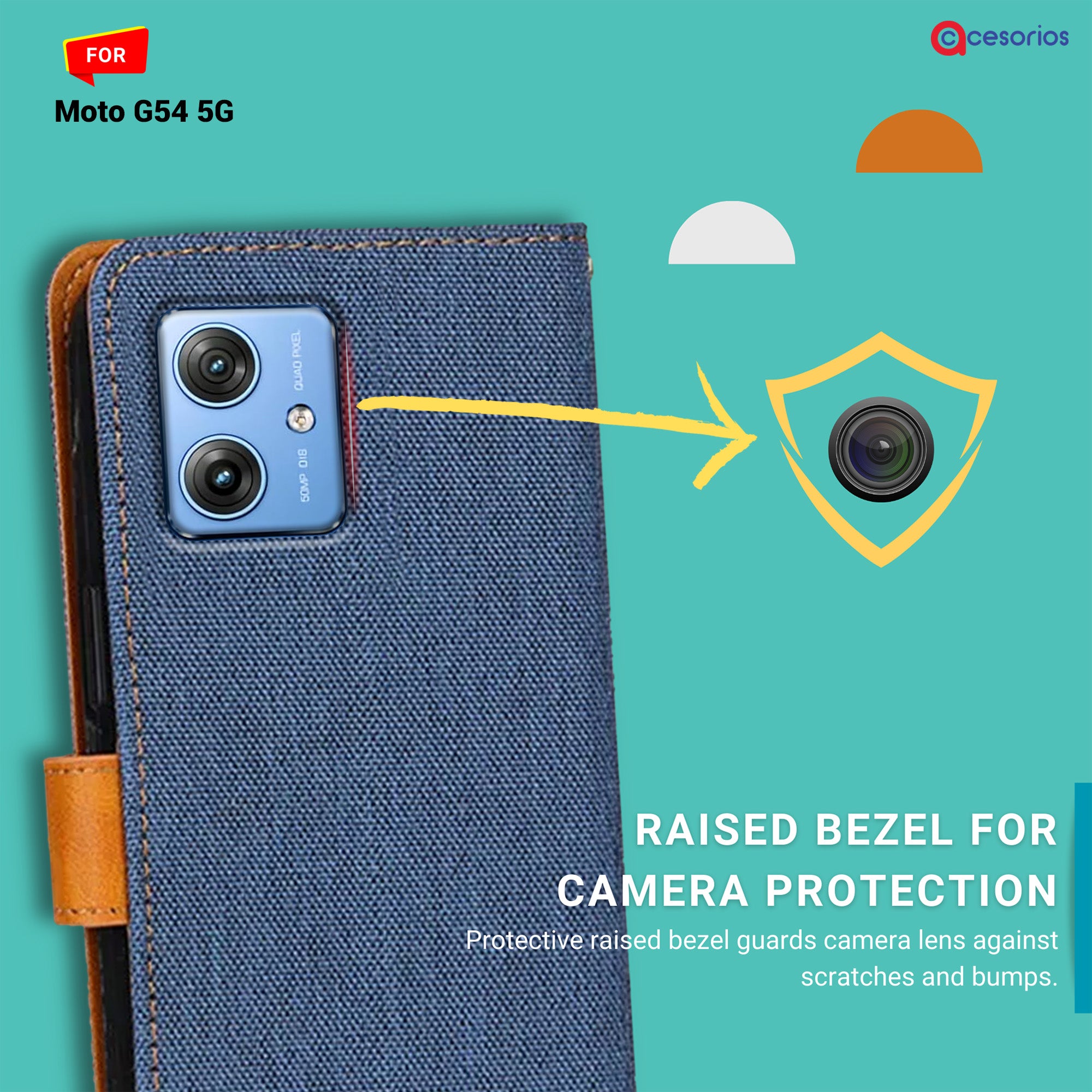 Accesorios Moto G54 5G denim flip cover – Blue – Image 2 #color_blue
