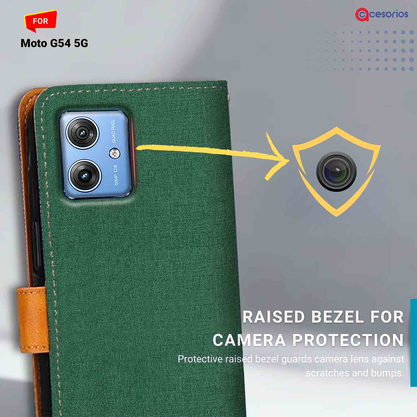 Accesorios Moto G54 5G denim flip cover – Green – Image 2 #color_g