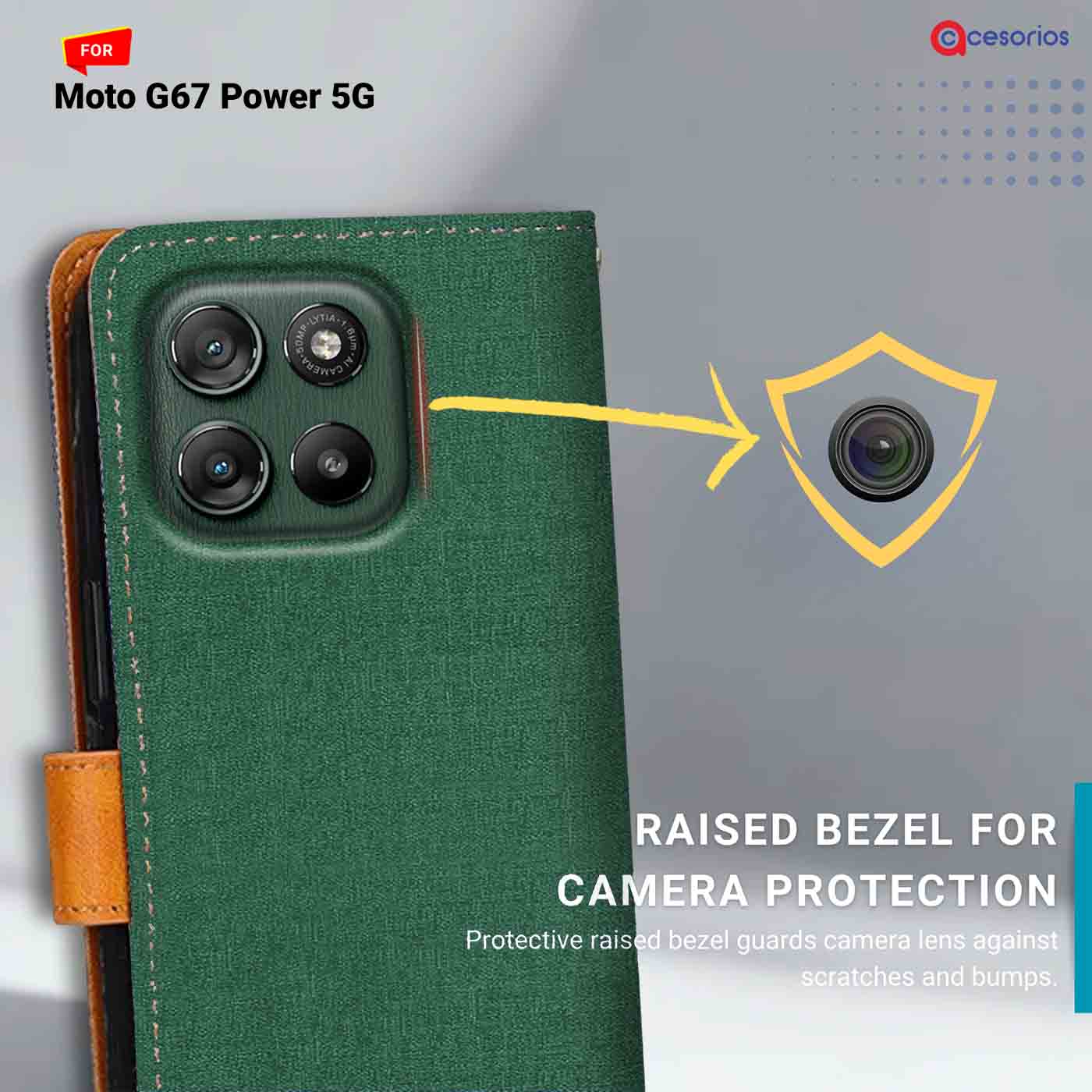 Accesorios Moto G67 Power 5G denim flip cover – Green – Image 2 #color_g