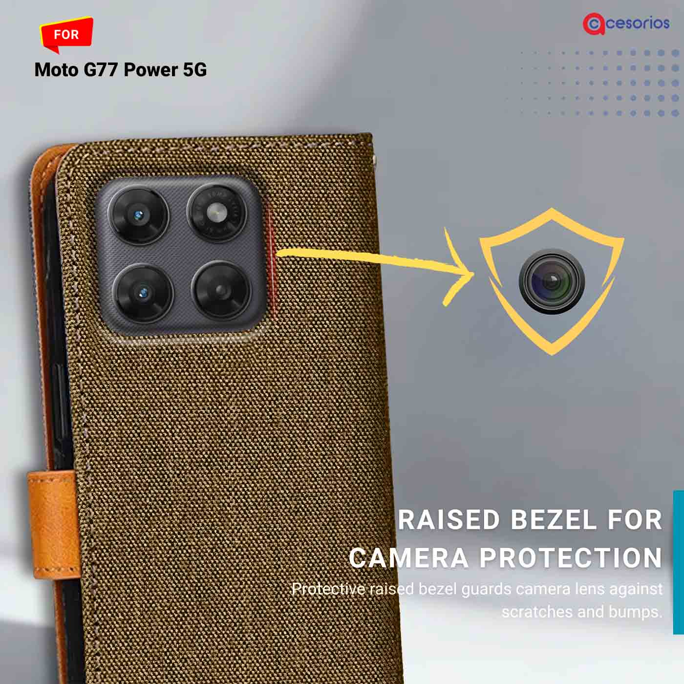 Denim & Leather back panel — Moto G77 Power 5G in Brown mobile case