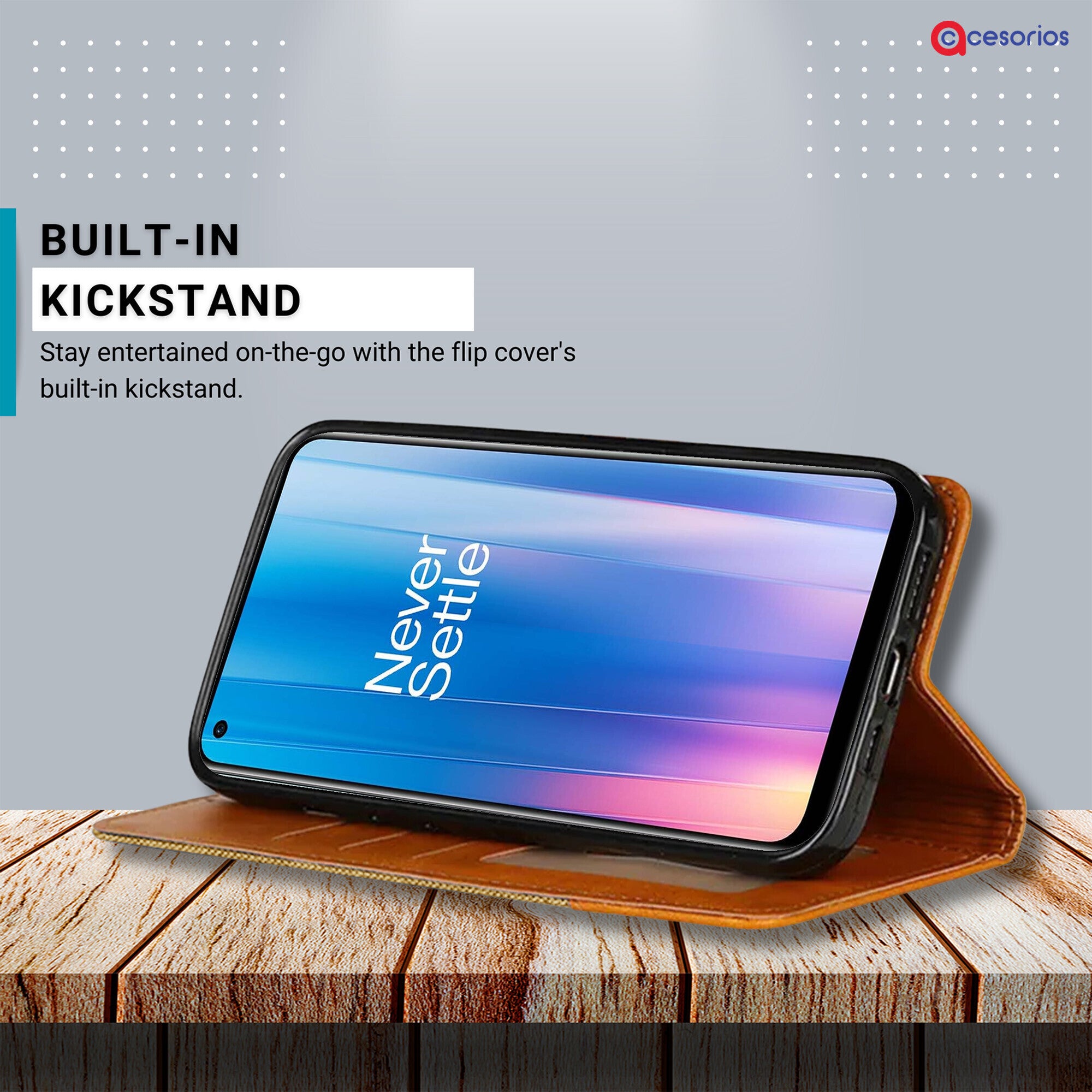 Accesorios Oneplus Nord Ce 2 5G denim flip cover – Light Brown – Image 4 #color_light brown