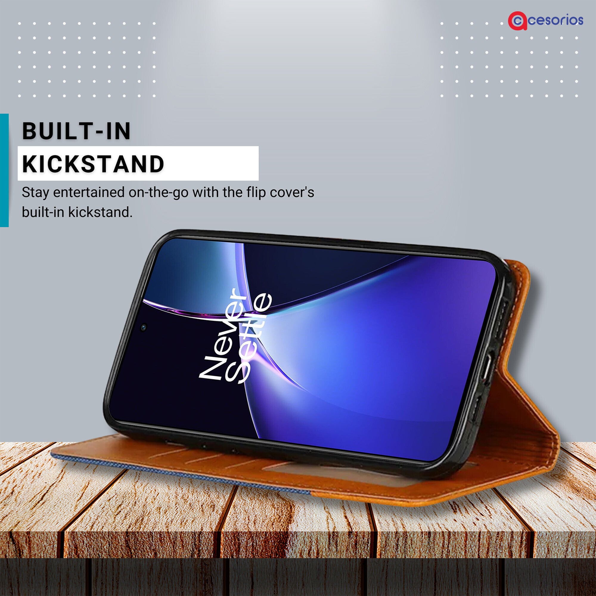 Accesorios Oneplus Nord Ce 4 denim flip cover – Blue – Image 4 #color_blue