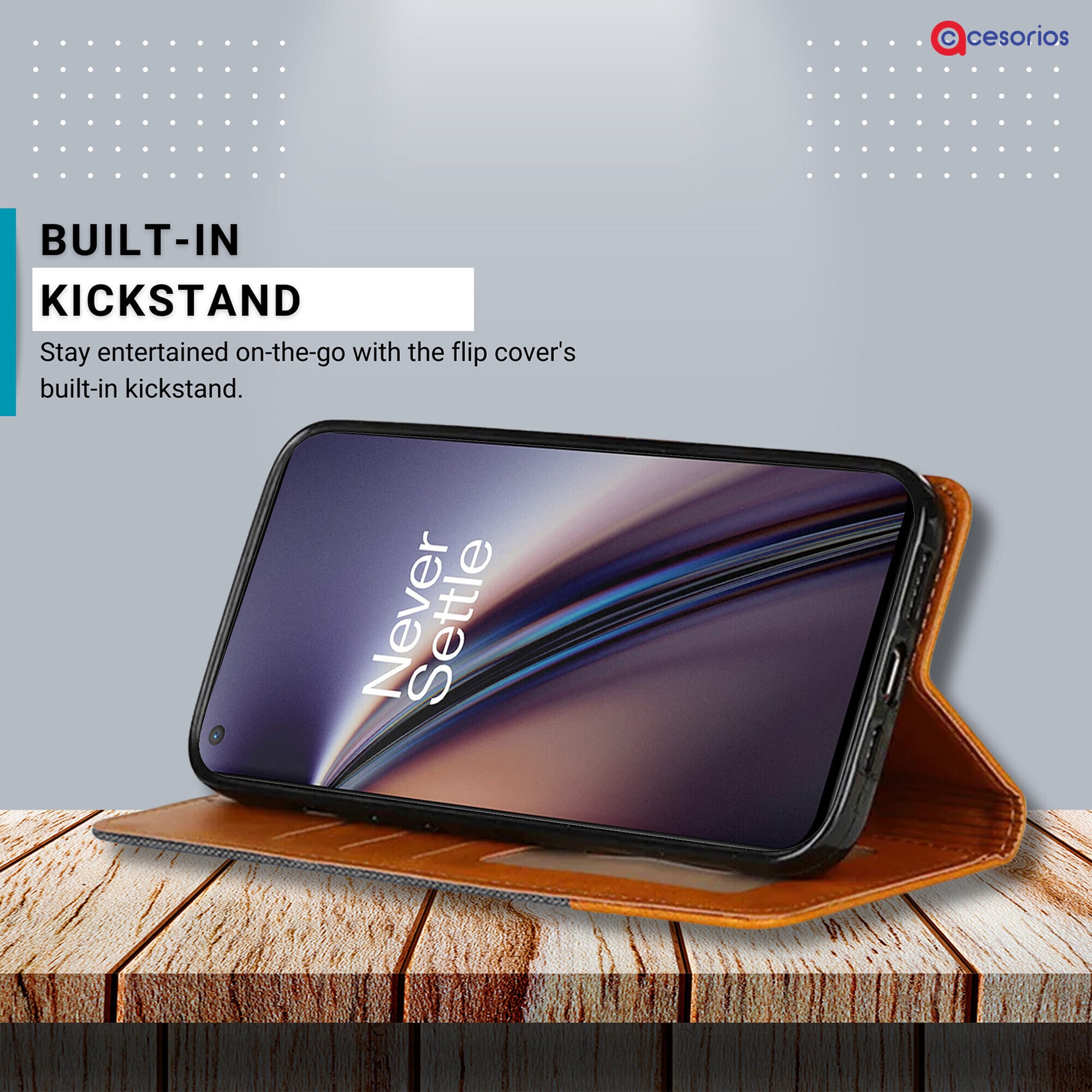Accesorios Oneplus Nord Ce denim flip cover – Grey – Image 4 #color_grey