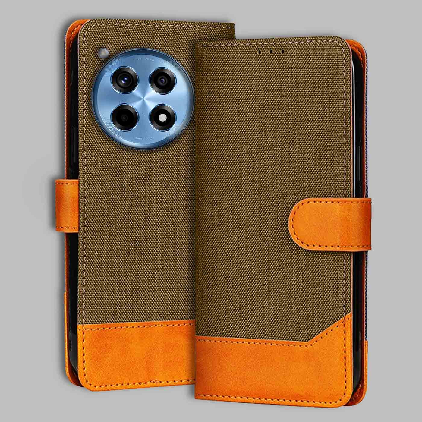 Accesorios Oneplus 12R 5G denim flip cover – Dark Brown – Image 1 #color_dark b