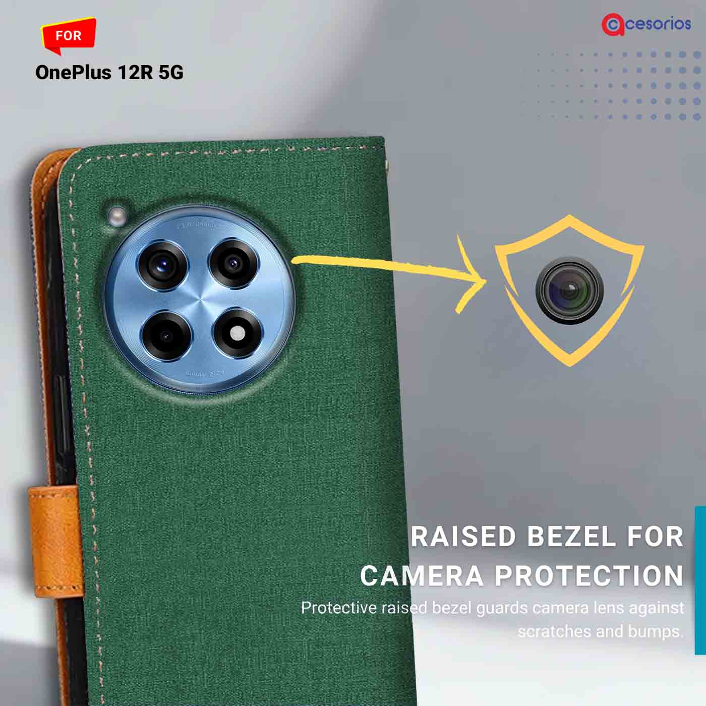 Accesorios Oneplus 12R 5G denim flip cover – Green – Image 2 #color_g