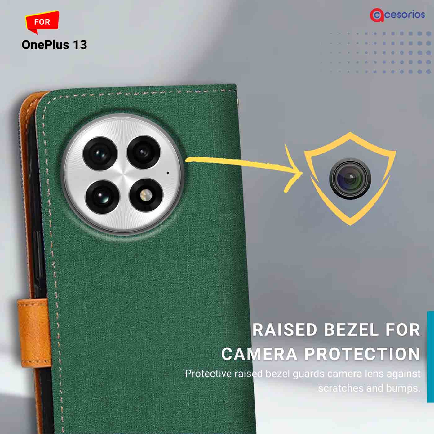 Accesorios Oneplus 13 denim flip cover – Green – Image 2 #color_g