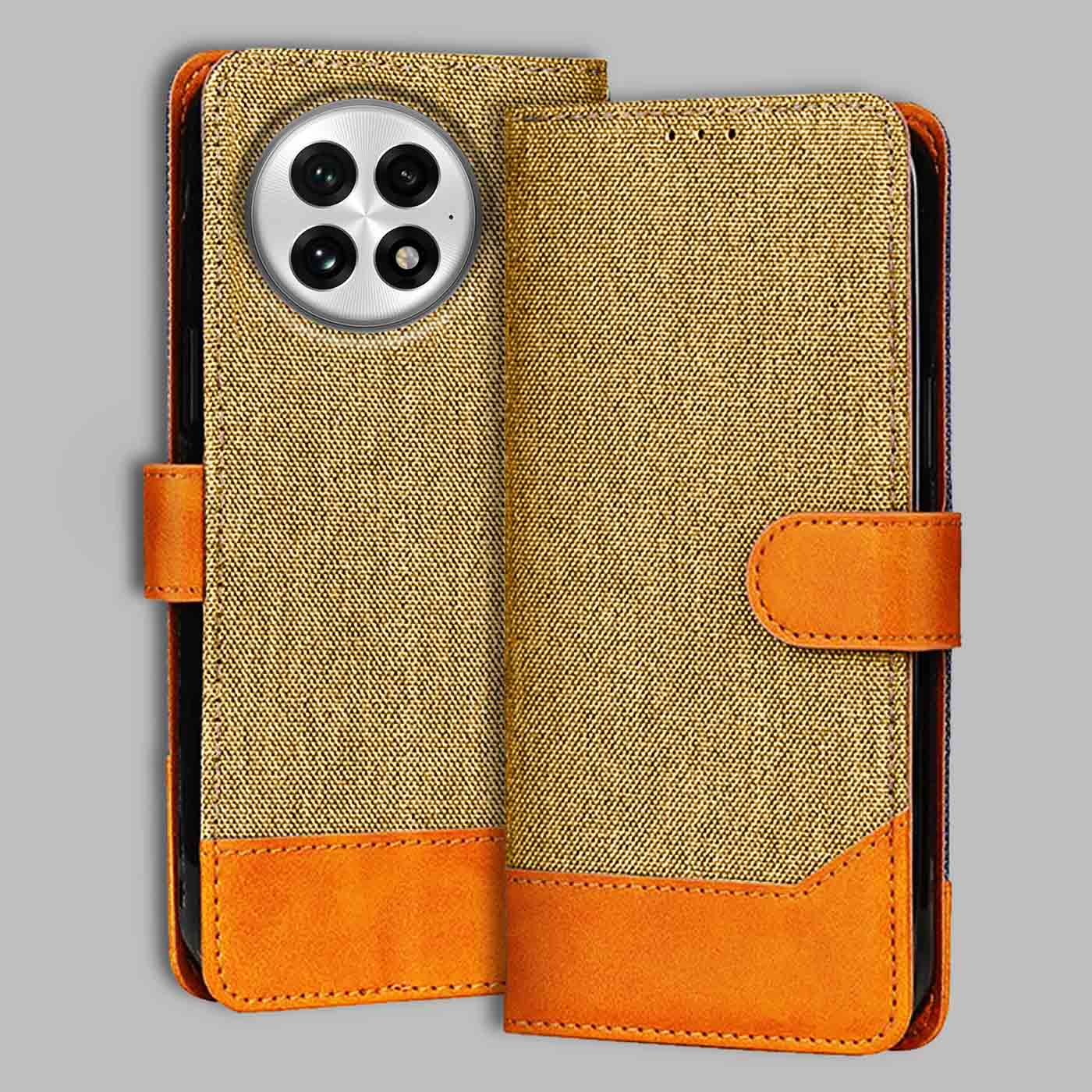 Accesorios Oneplus 13 denim flip cover – Light Brown – Image 1 #color_light b