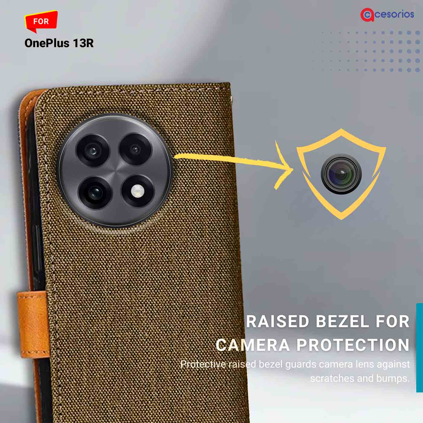 Accesorios Oneplus 13R denim flip cover – Dark Brown – Image 2 #color_dark b