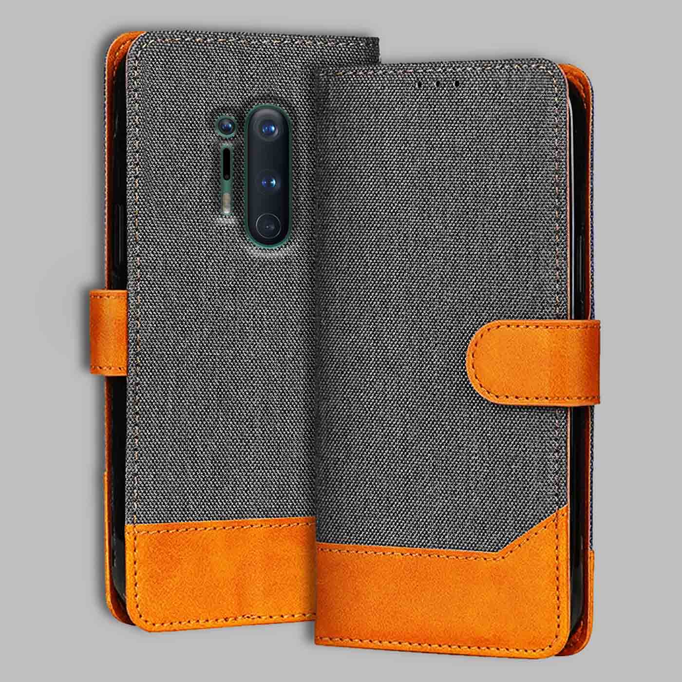 Accesorios Oneplus 8 Pro denim flip cover – Grey – Image 1 #color_
