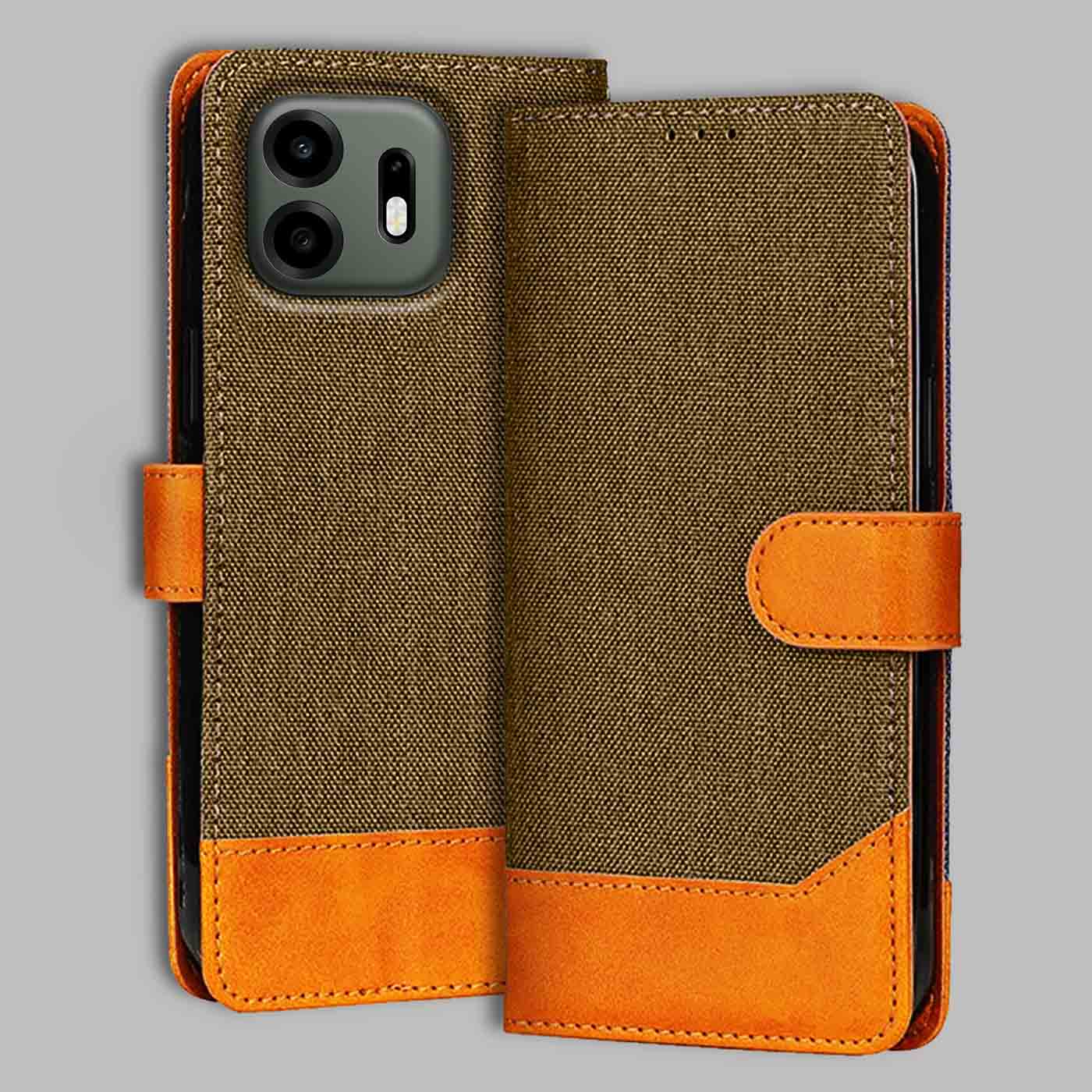OnePlus N6 5G flip cover in Brown — front view by Accesorios