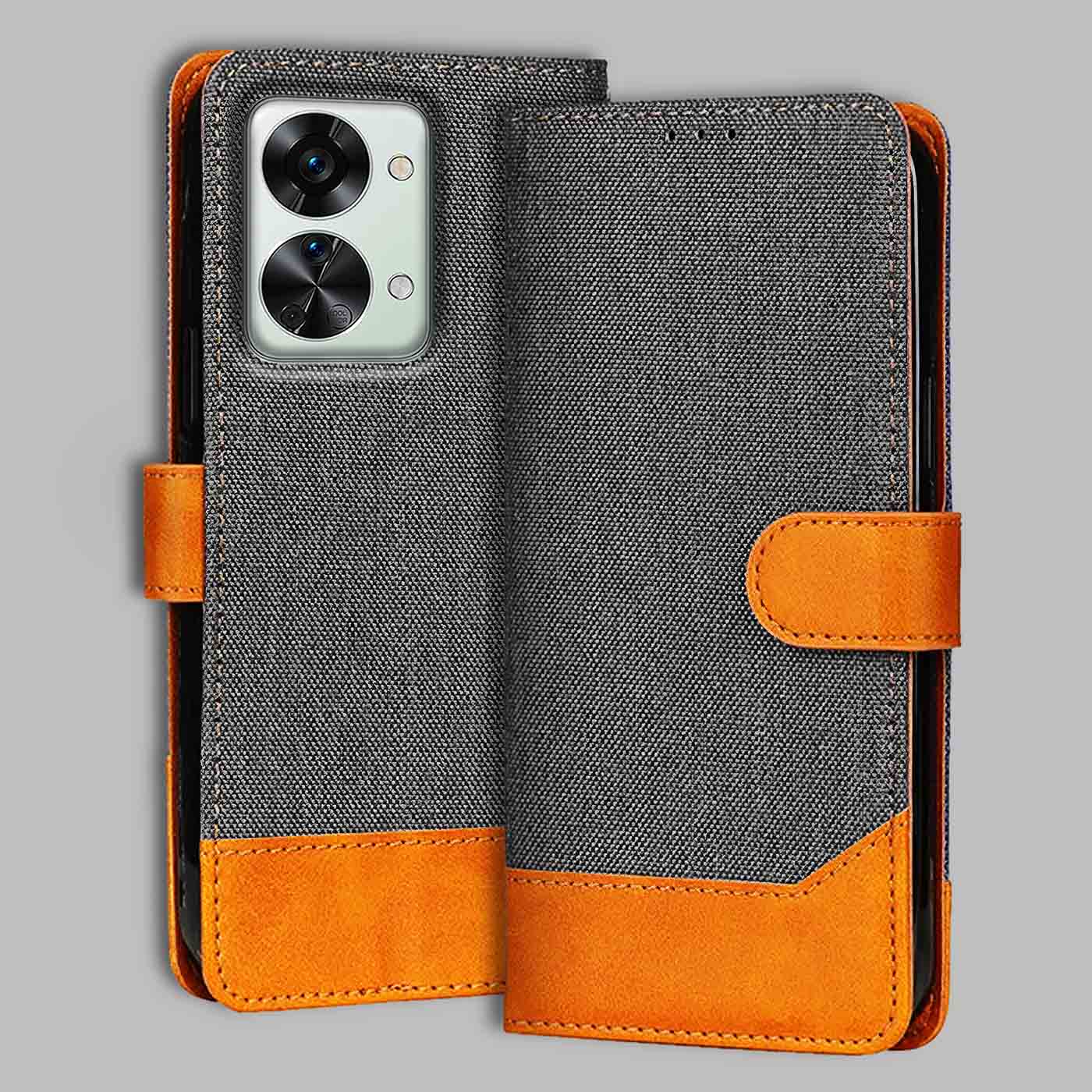 Accesorios Oneplus Nord 2T denim flip cover – Grey – Image 1 #color_