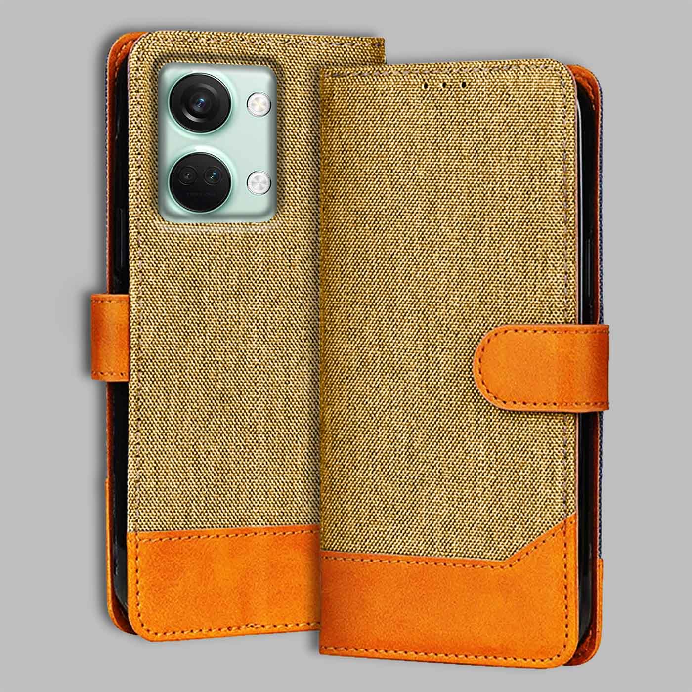 Accesorios Oneplus Nord 3 5G denim flip cover – Light Brown – Image 1 #color_light b