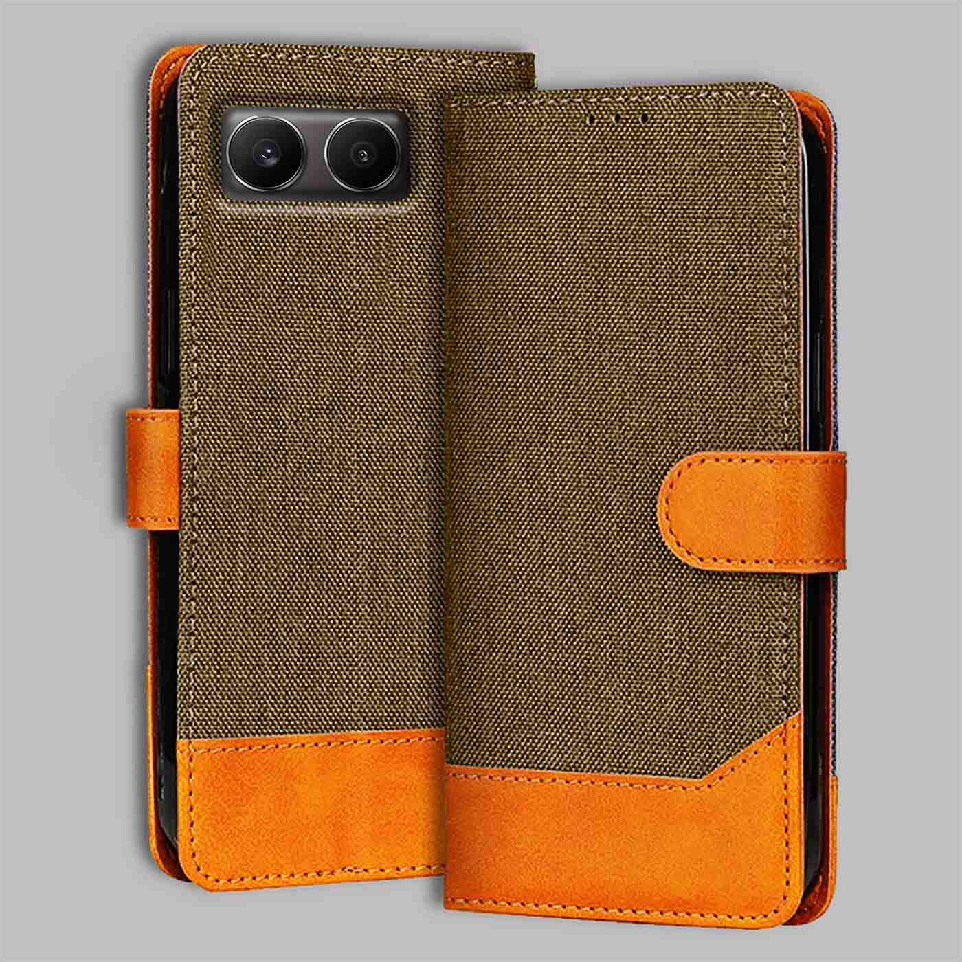 Accesorios Oneplus Nord 4 denim flip cover – Dark Brown – Image 1 #color_dark b
