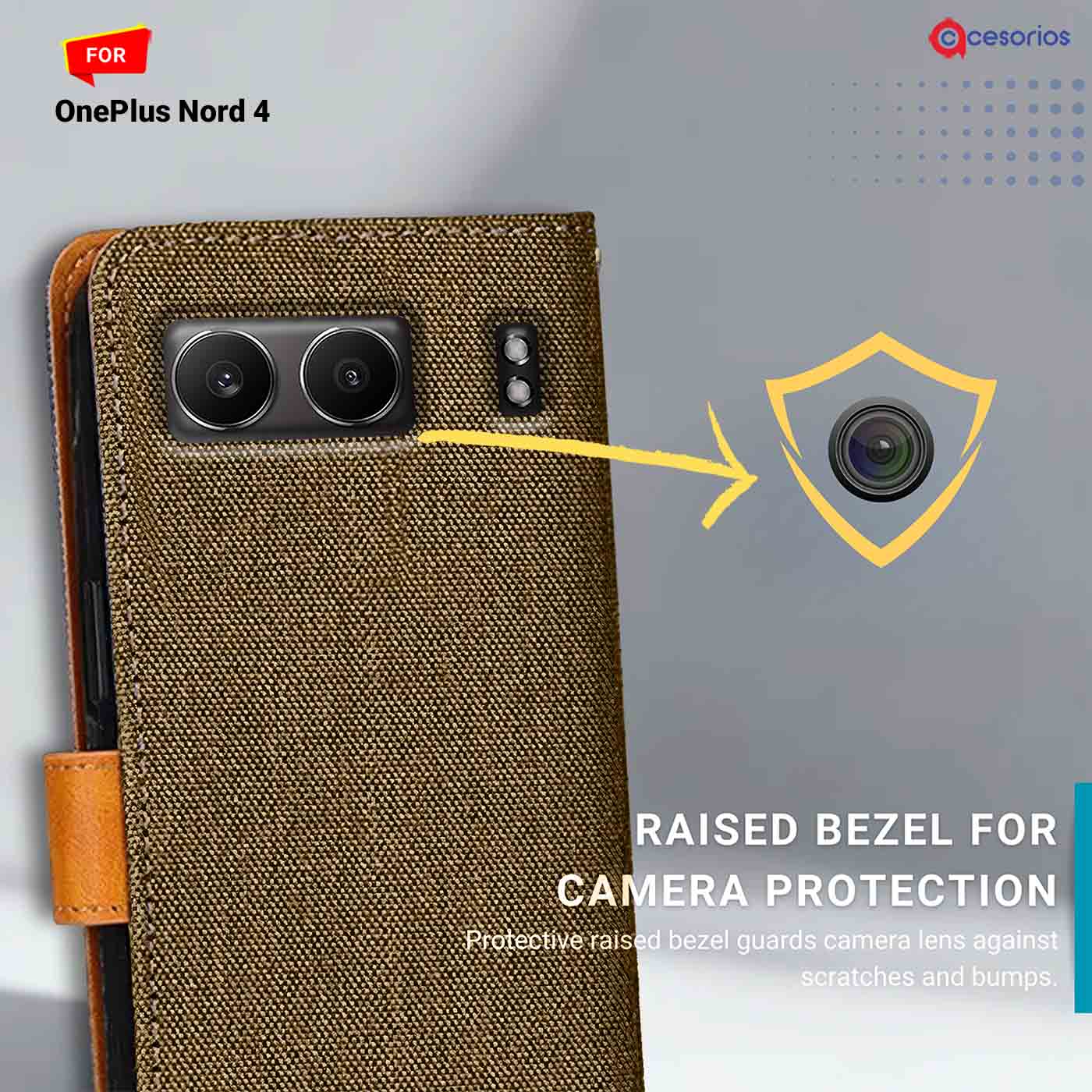 Accesorios Oneplus Nord 4 denim flip cover – Dark Brown – Image 2 #color_dark b