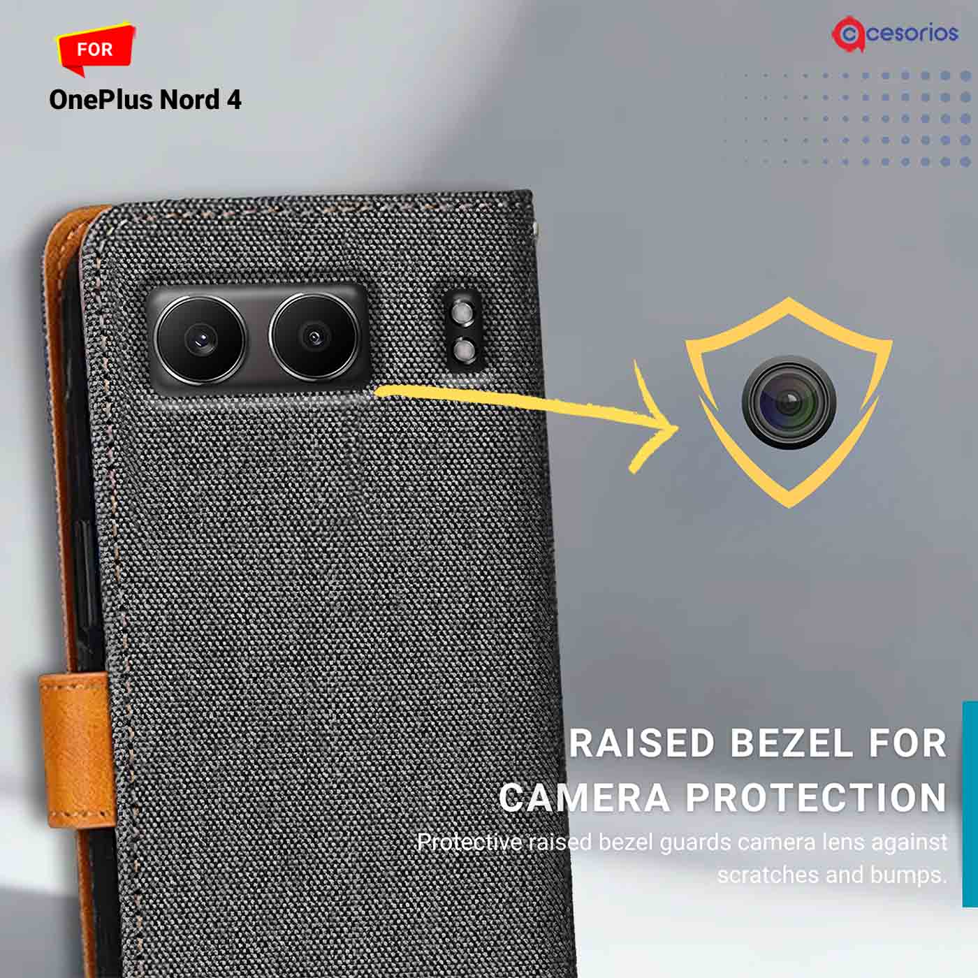 Accesorios Oneplus Nord 4 denim flip cover – Grey – Image 2 #color_