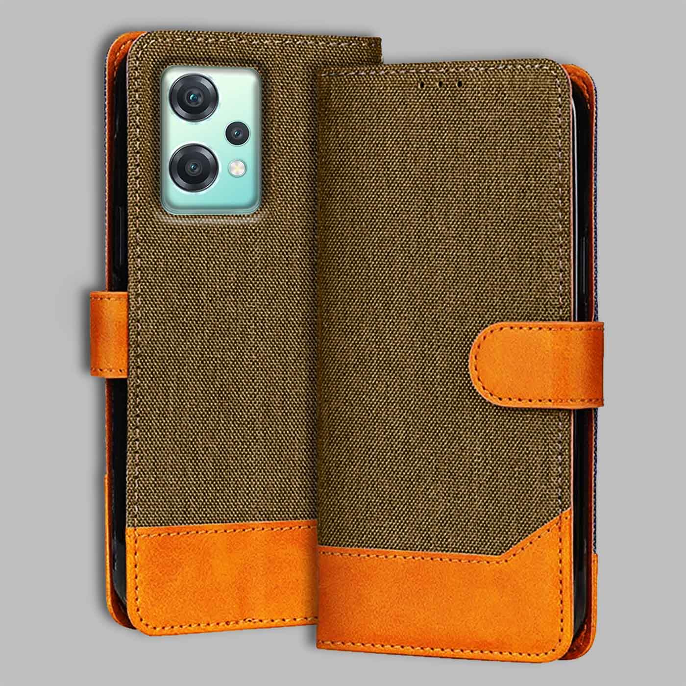 Accesorios Oneplus Nord Ce 2 Lite denim flip cover – Dark Brown – Image 1 #color_dark b