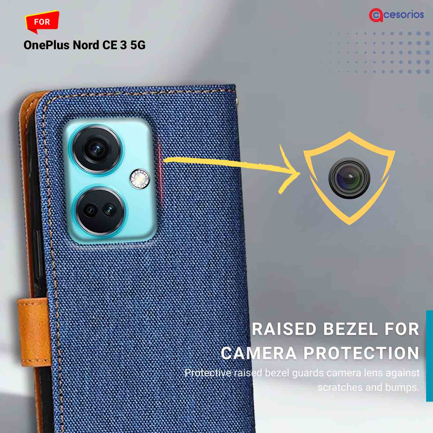 Accesorios Oneplus Nord Ce 3 5G denim flip cover – Blue – Image 2 #color_