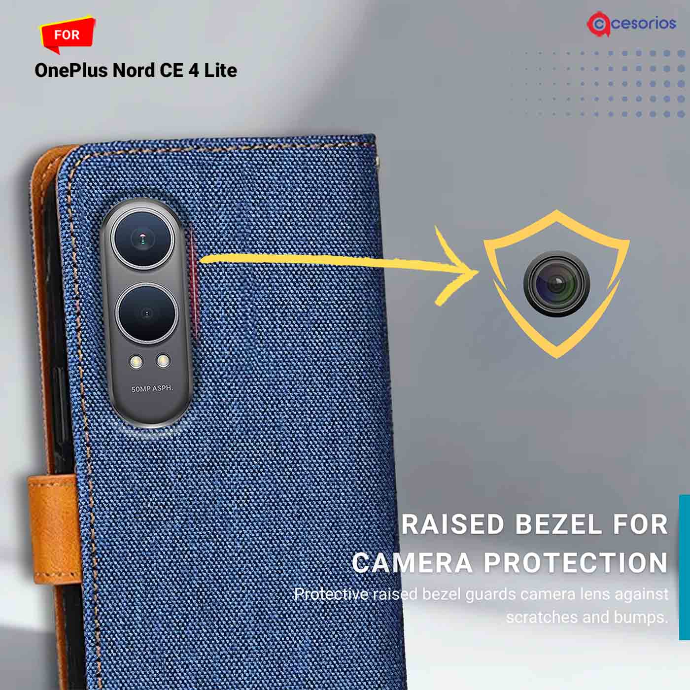 Accesorios Oneplus Nord Ce 4 Lite denim flip cover – Blue – Image 2 #color_