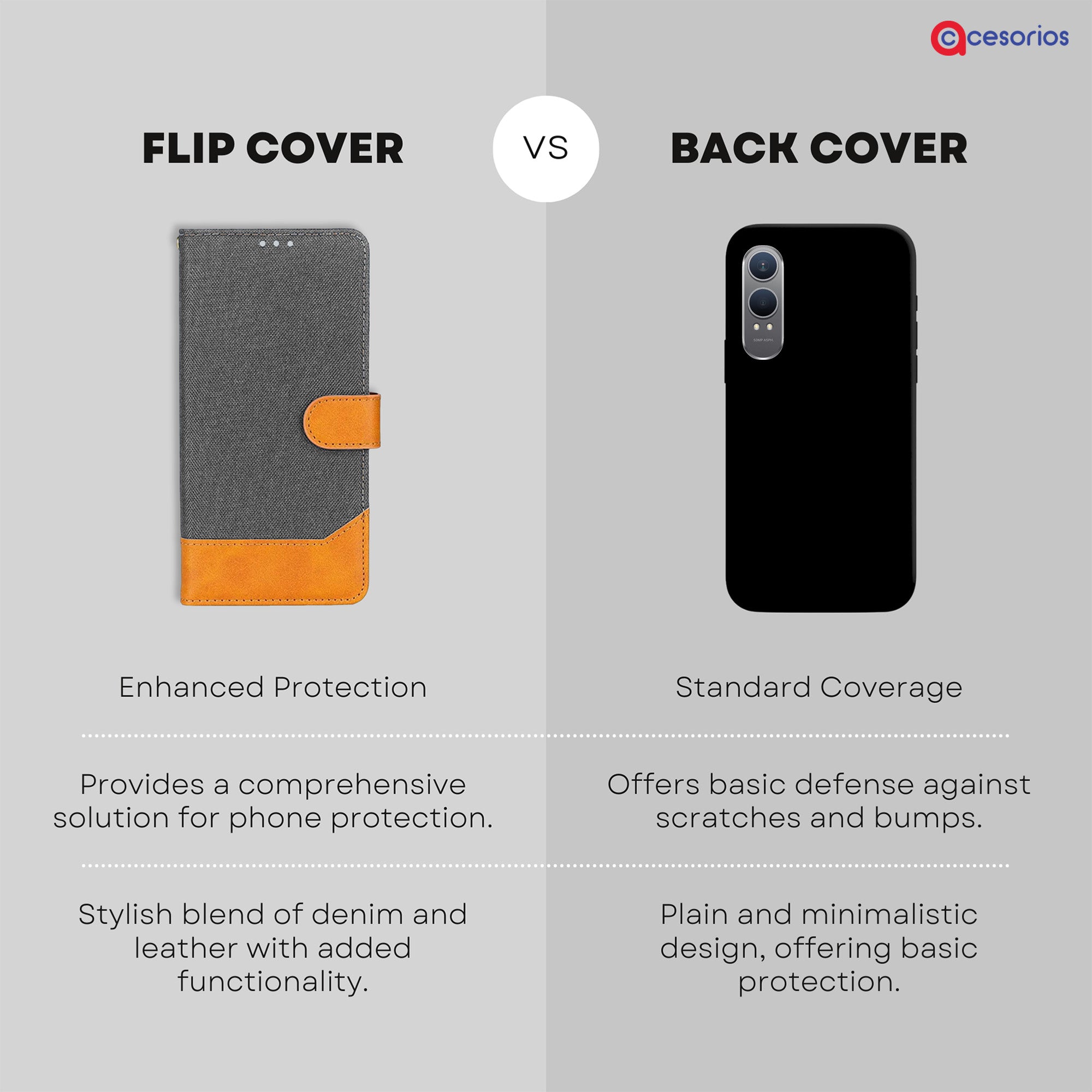 Accesorios Oneplus Nord Ce 4 Lite denim flip cover – Grey – Image 8 #color_grey