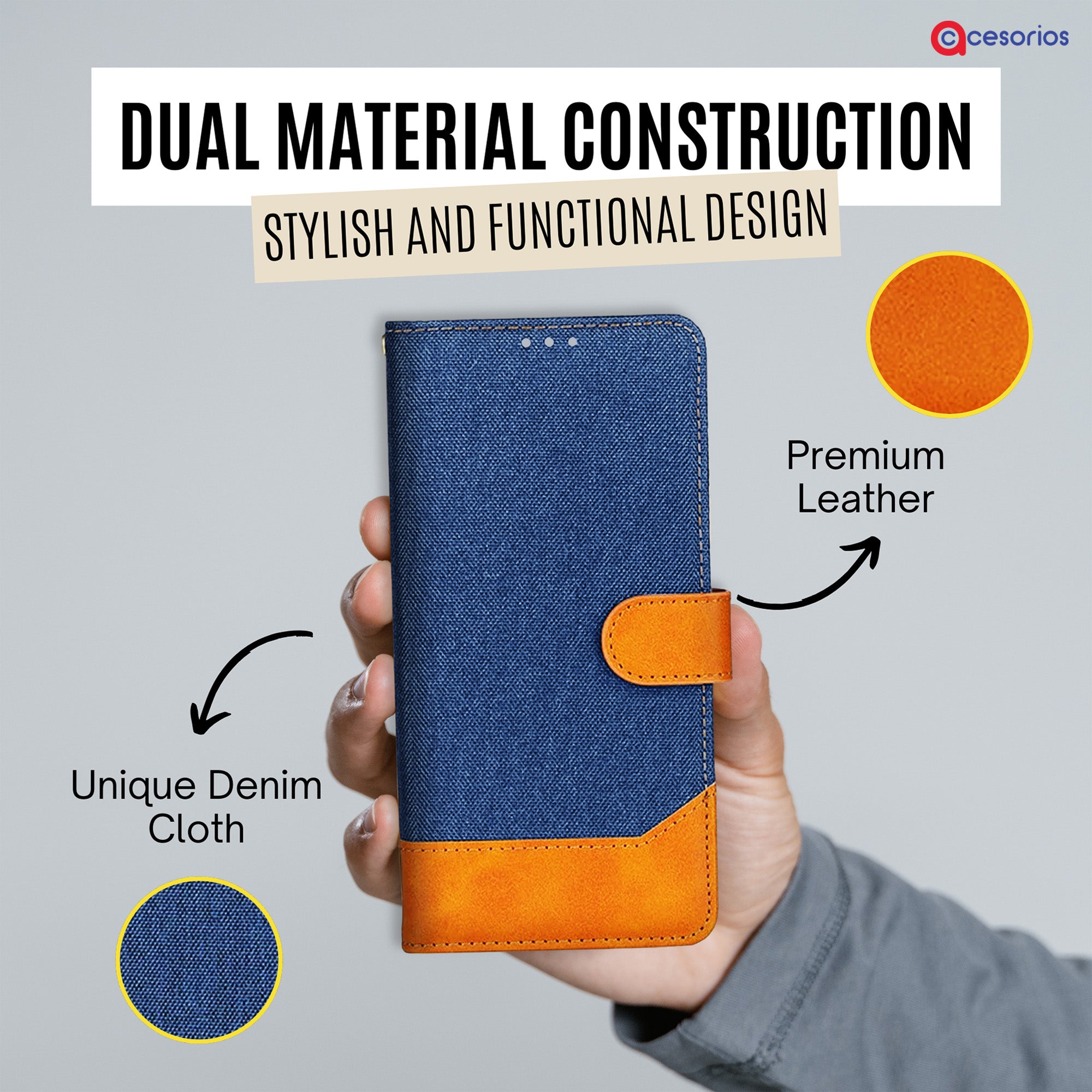 Accesorios Oneplus Nord Ce 5 denim flip cover – Blue – Image 3 #color_blue