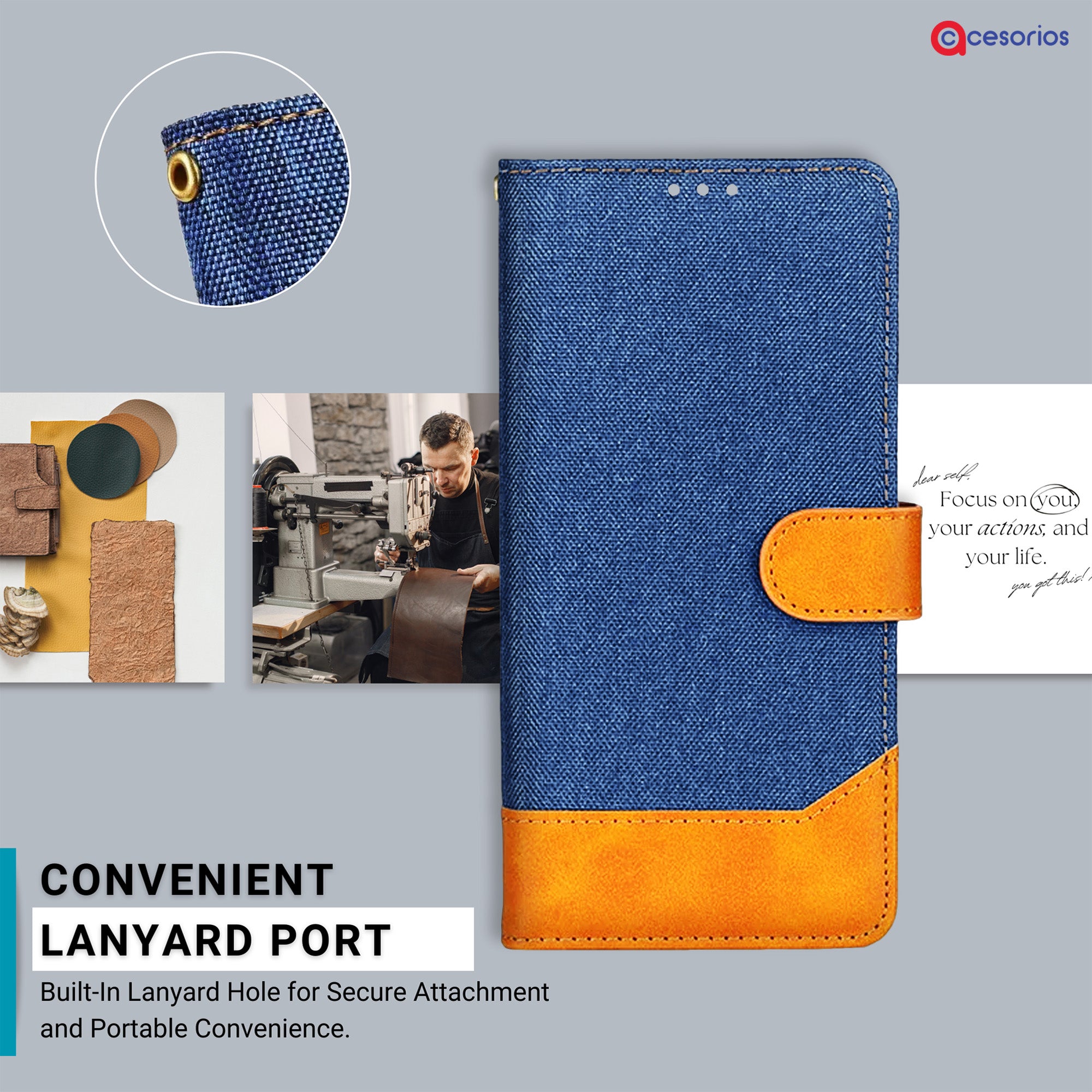 Accesorios Oneplus Nord Ce 5 denim flip cover – Blue – Image 5 #color_blue