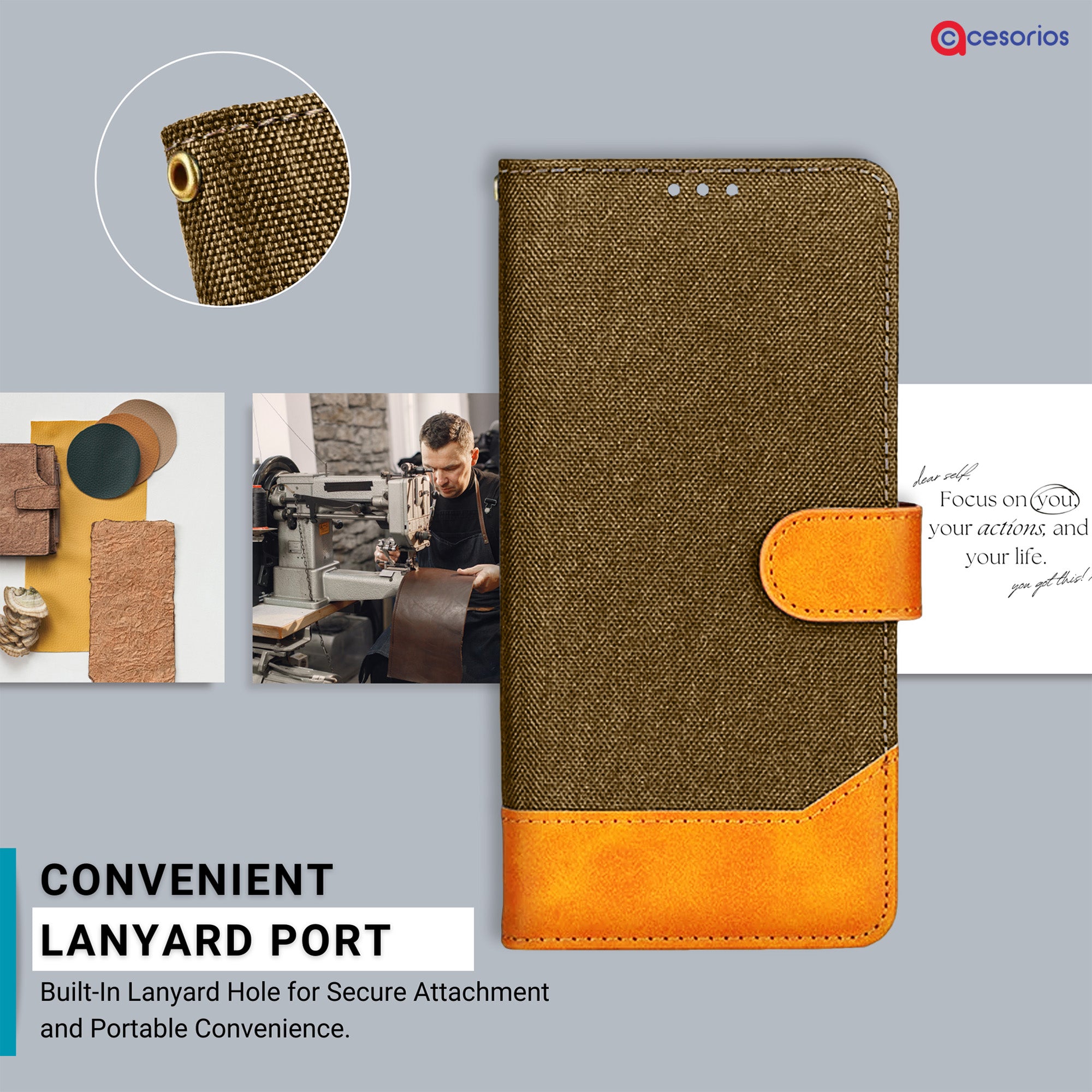 Accesorios Oneplus Nord Ce 5 denim flip cover – Dark Brown – Image 5 #color_dark brown