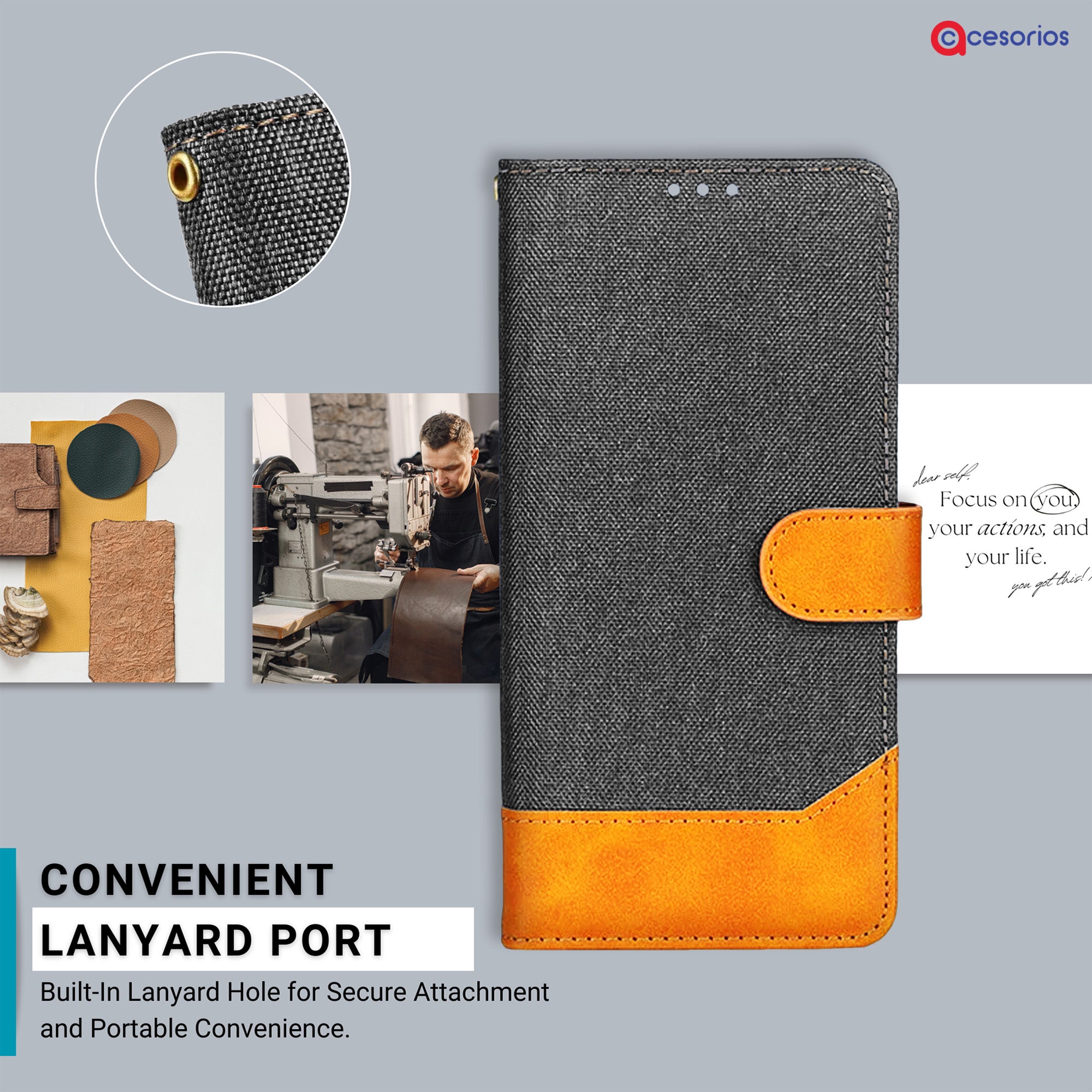 Accesorios Oneplus Nord Ce 5 denim flip cover – Grey – Image 5 #color_grey