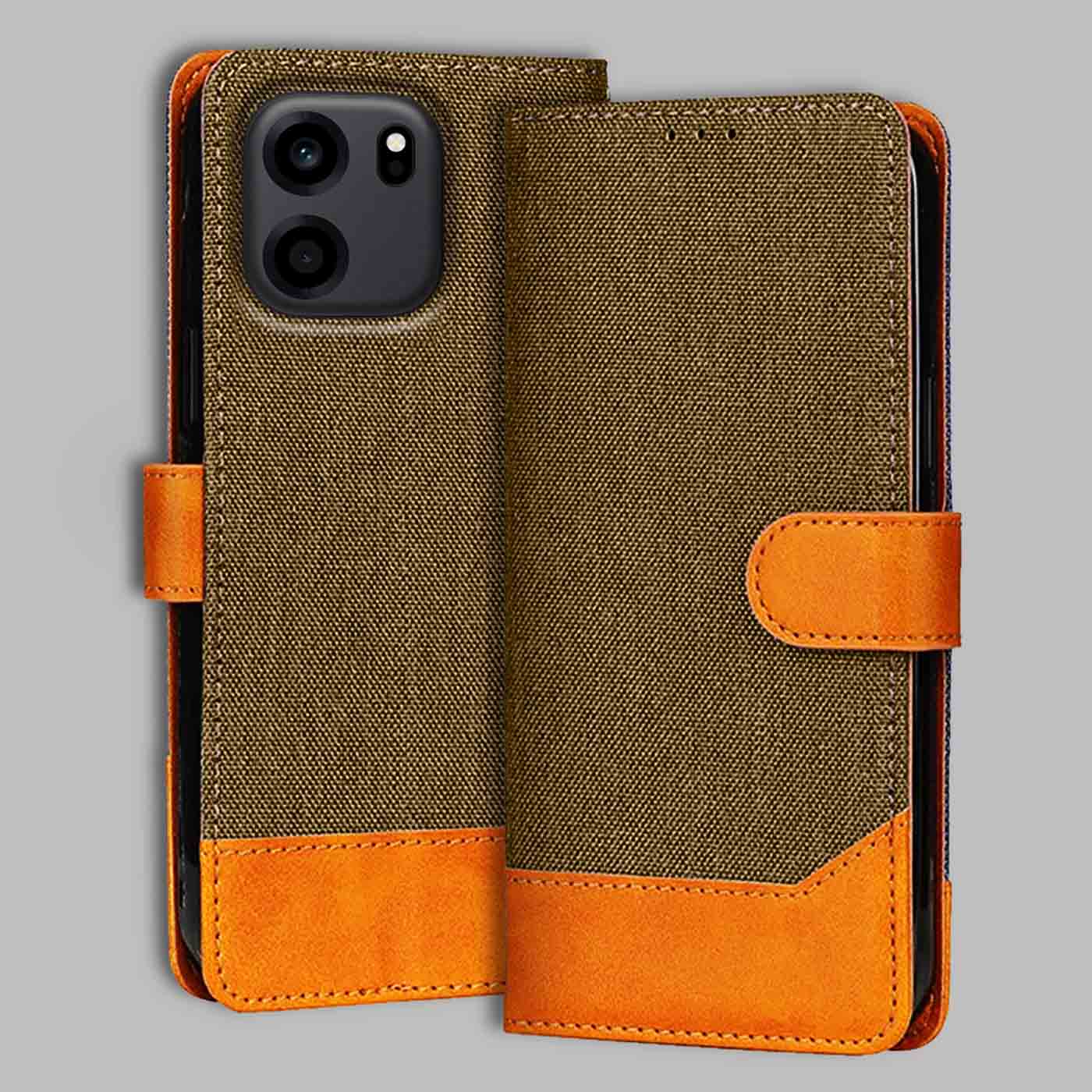 OnePlus Nord CE 6 5G flip cover in Brown — front view by Accesorios