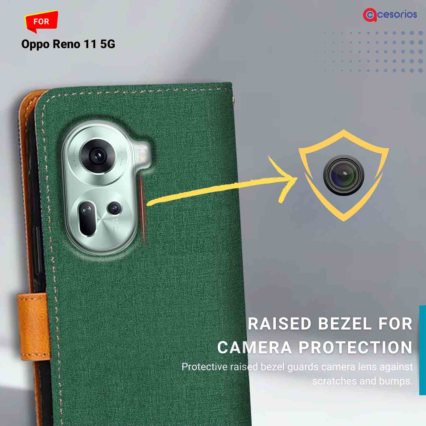 Canvas & Suede back panel — Oppo Reno 11 5G in Green mobile case