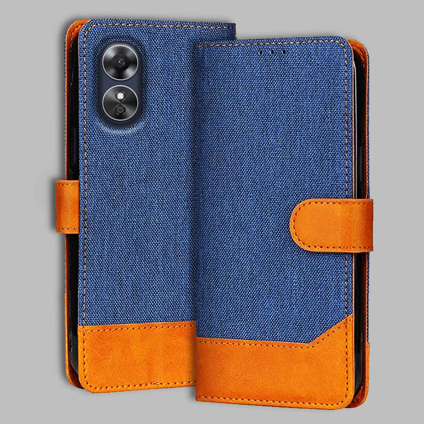Accesorios Oppo A17 denim flip cover – Blue – Image 1 #color_