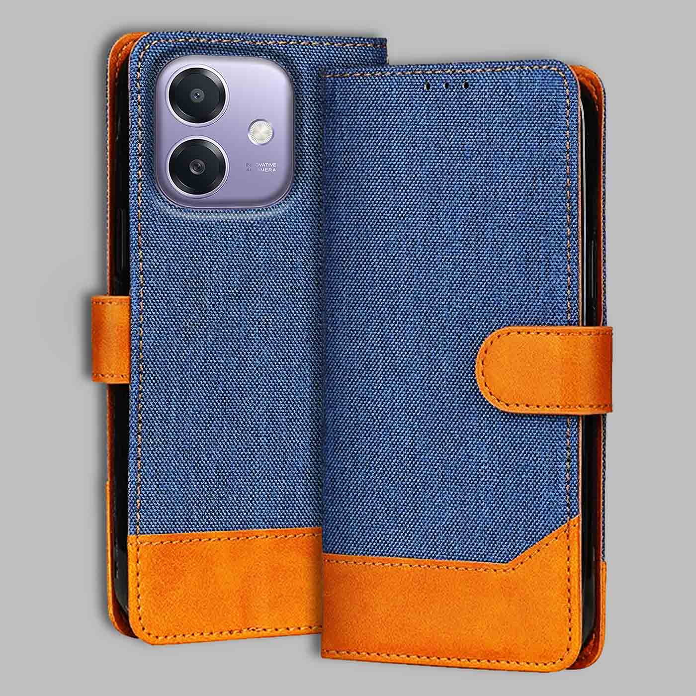 Accesorios Oppo A3X 5G denim flip cover – Blue – Image 1 #color_