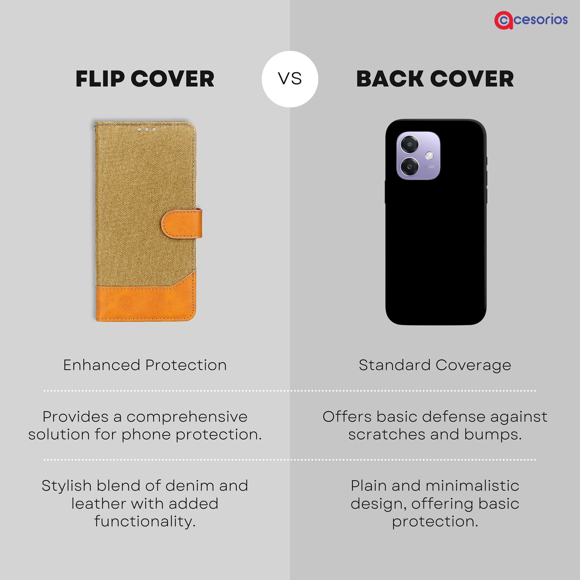 Accesorios Oppo A3X 5G denim flip cover – Light Brown – Image 8 #color_light brown
